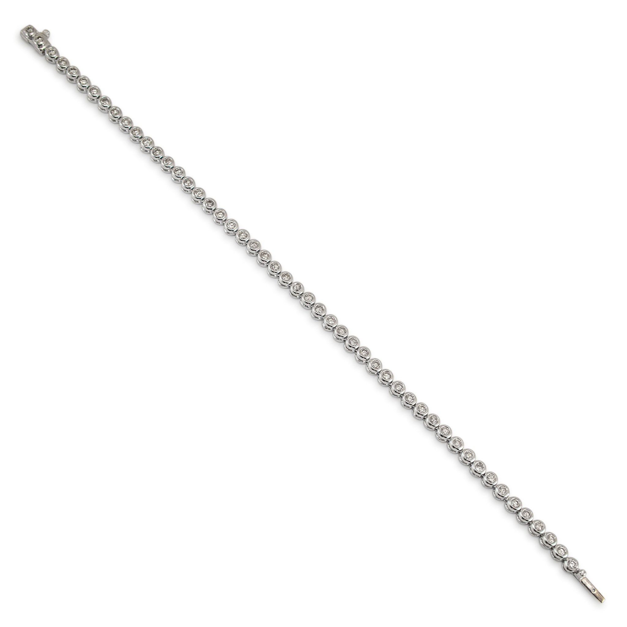 14K White Gold Bezel Set 1.94ct Diamond Tennis Bracelet