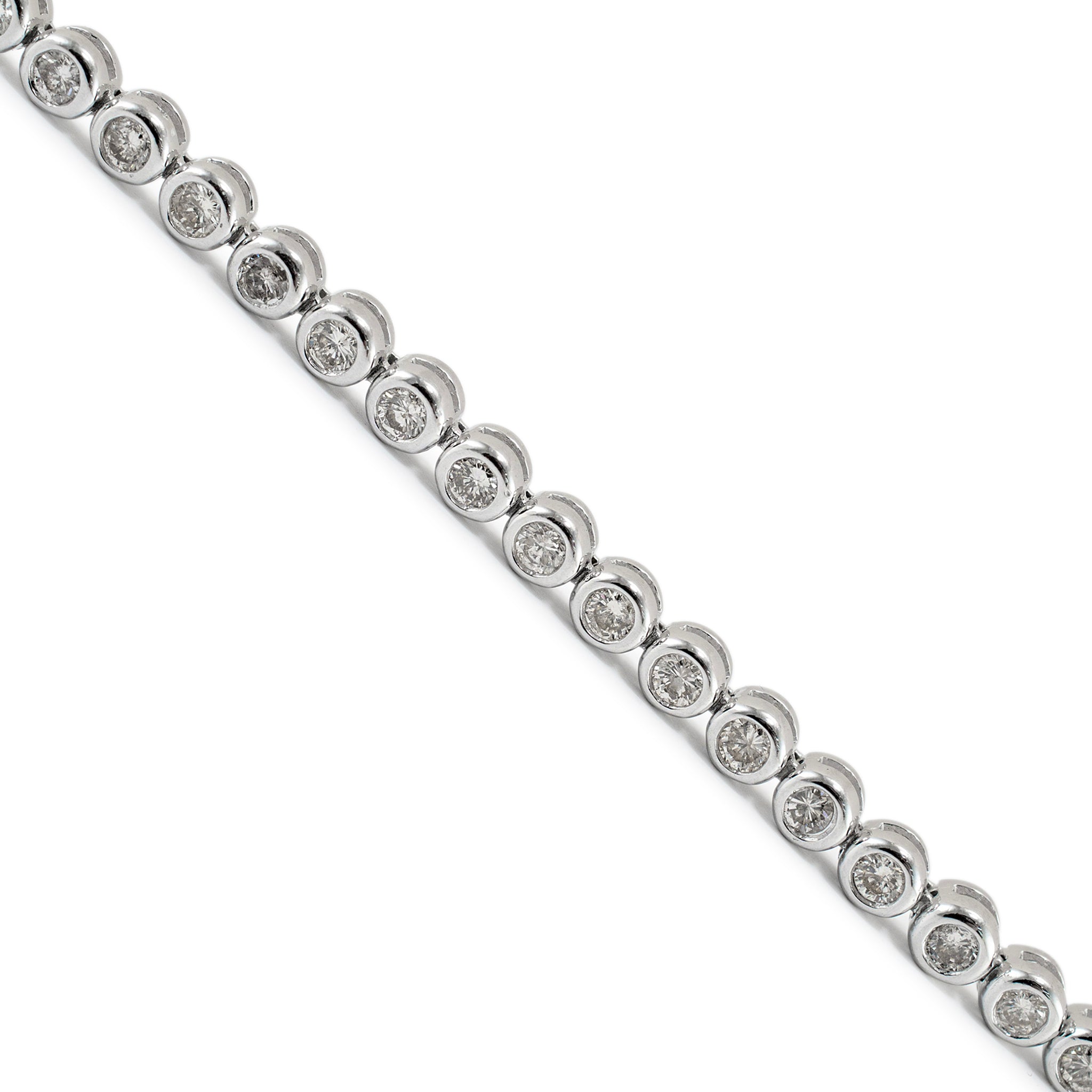 14K White Gold Bezel Set 1.94ct Diamond Tennis Bracelet