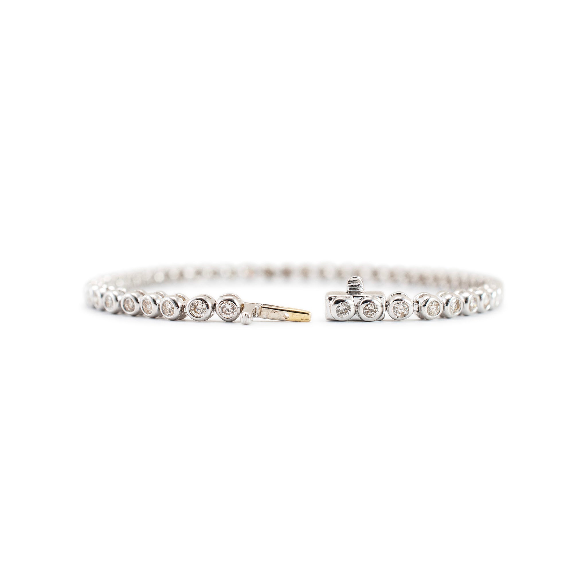 14K White Gold Bezel Set 1.94ct Diamond Tennis Bracelet