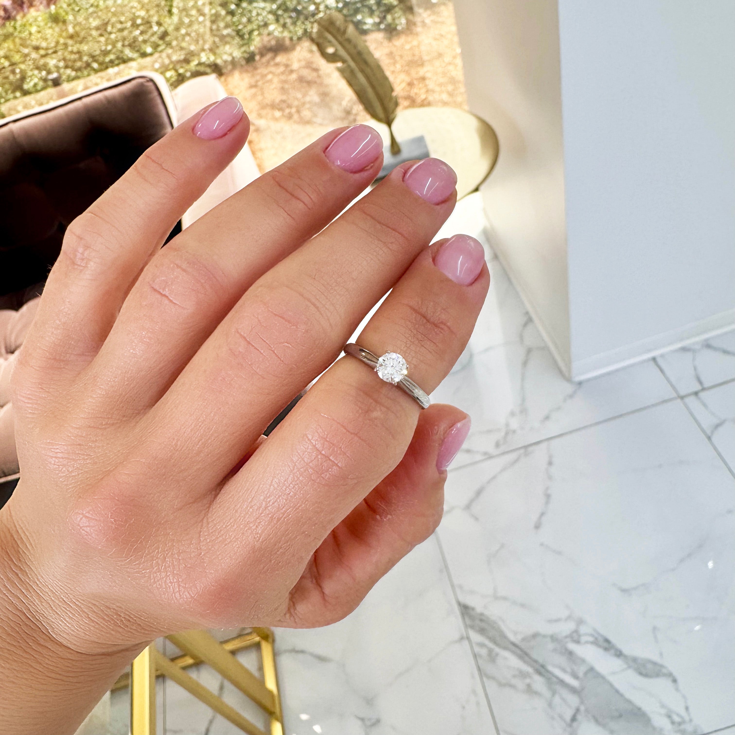 Ladies 14K White Gold 0.43ct Lab Grown Diamond Promise Solitaire Engagement Ring