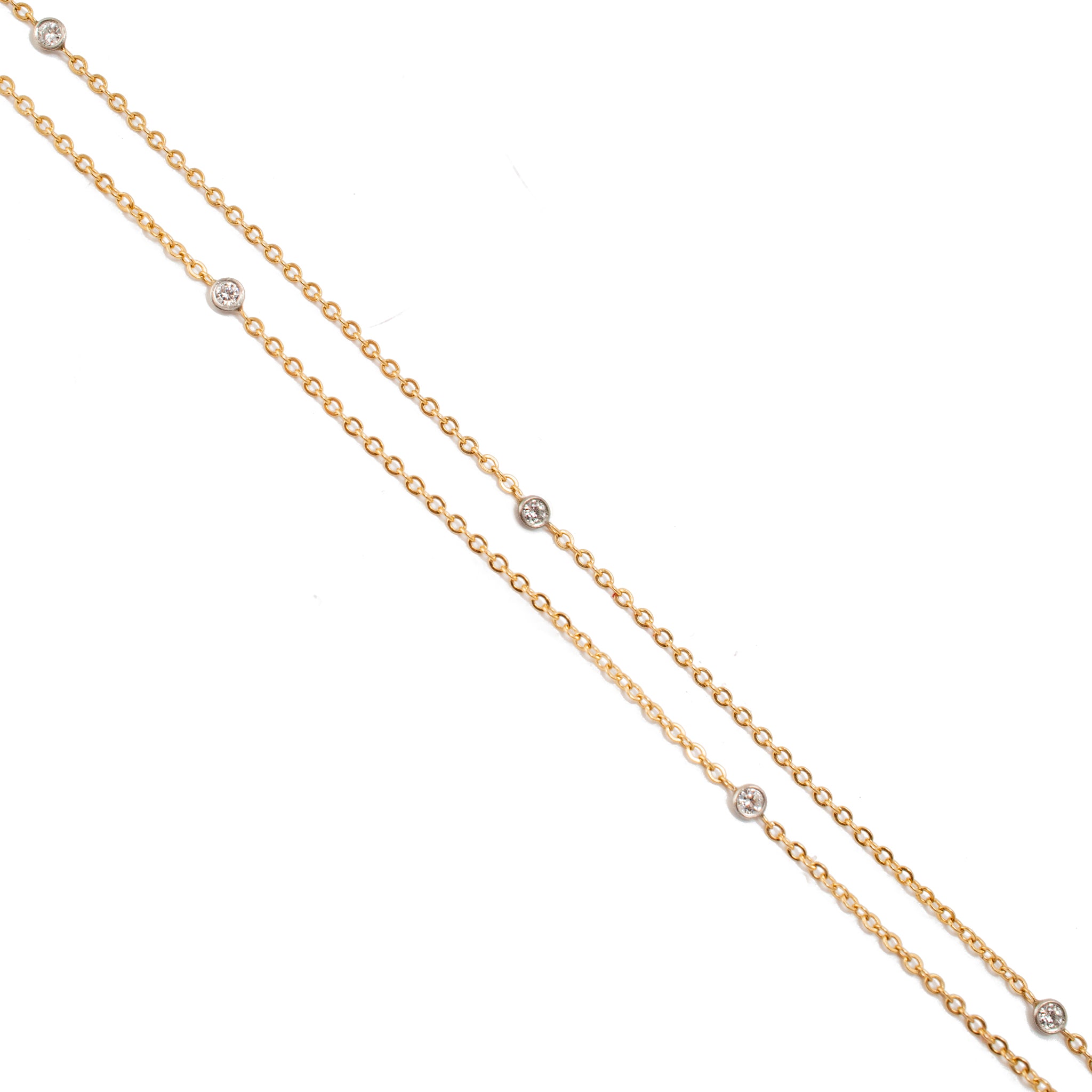 Vintage Palladium 14K Yellow Gold Diamond by the Yard Opera Chain Necklace