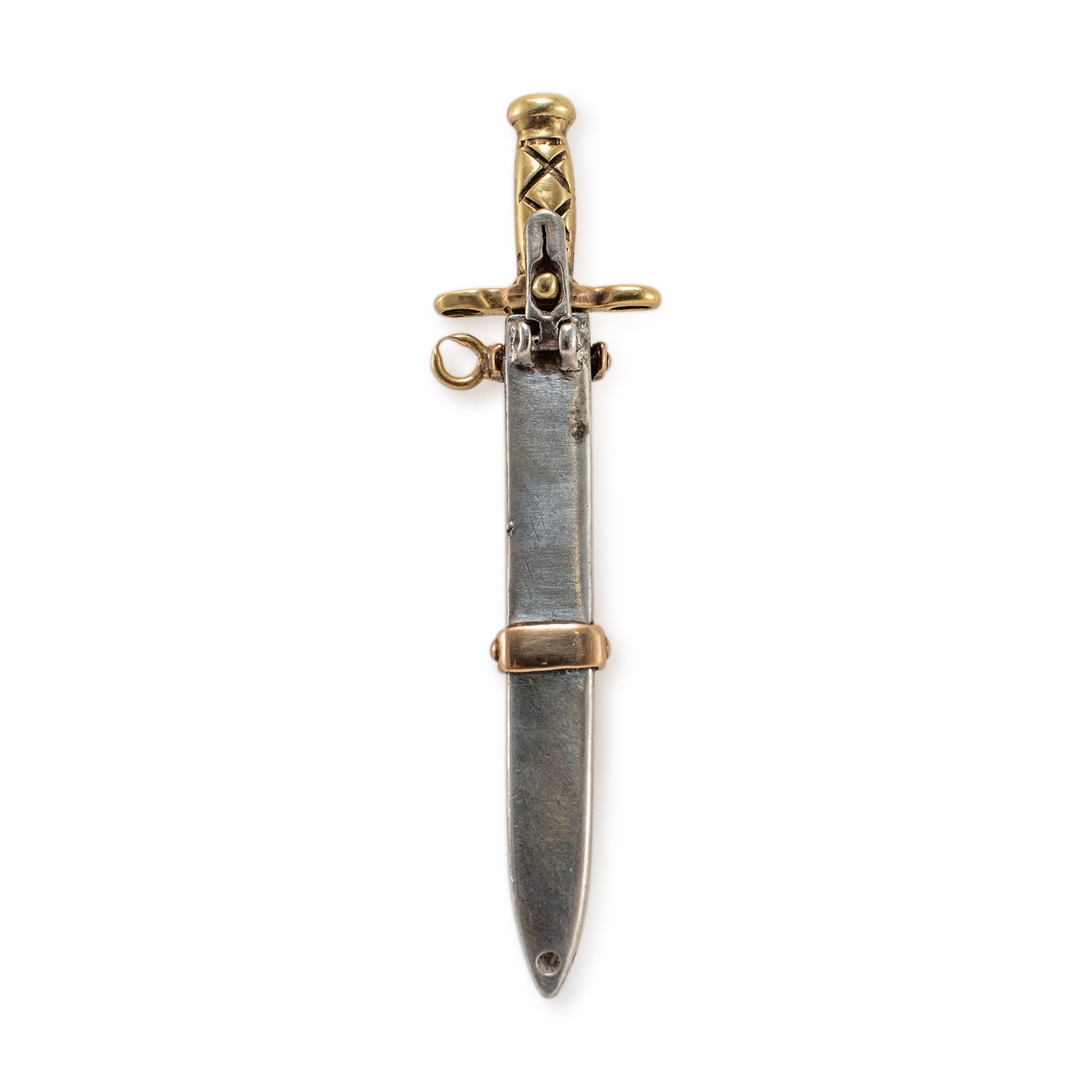 Vintage 925 Sterling Silver & 14K Yellow Gold Sword Pendant