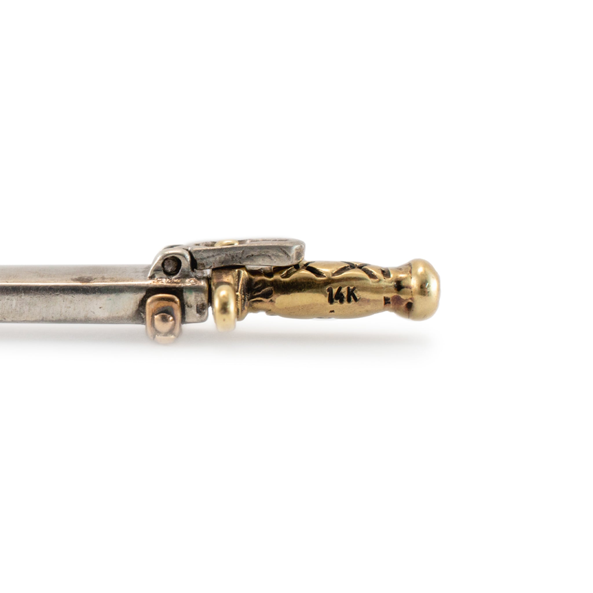 Vintage 925 Sterling Silver & 14K Yellow Gold Sword Pendant