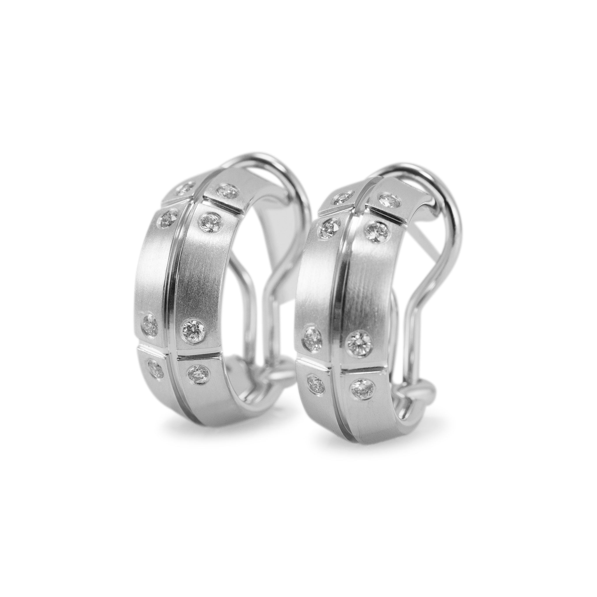 Tiffany & Co. 18K White Gold Streamerica Diamond Hoop Earrings