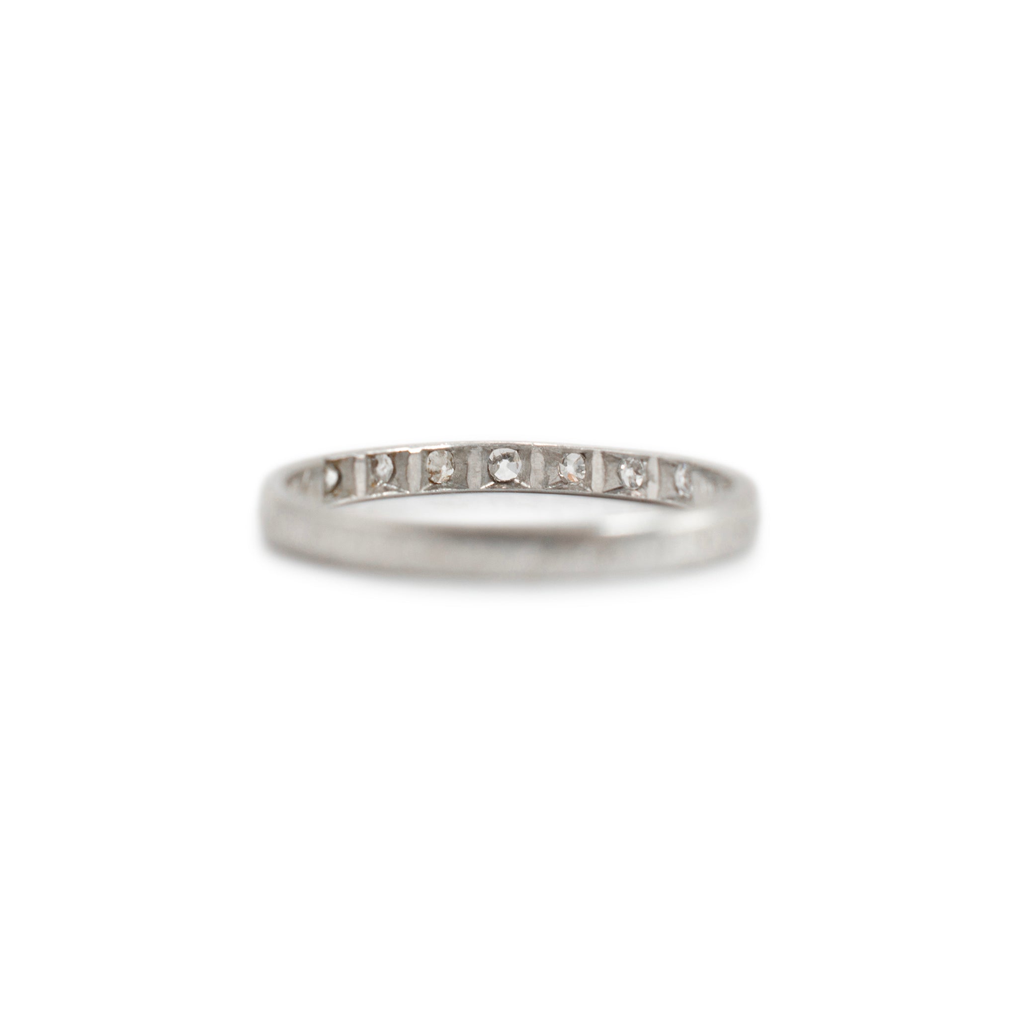 Antique Platinum Seven Across Single Cut Diamond Wedding Band