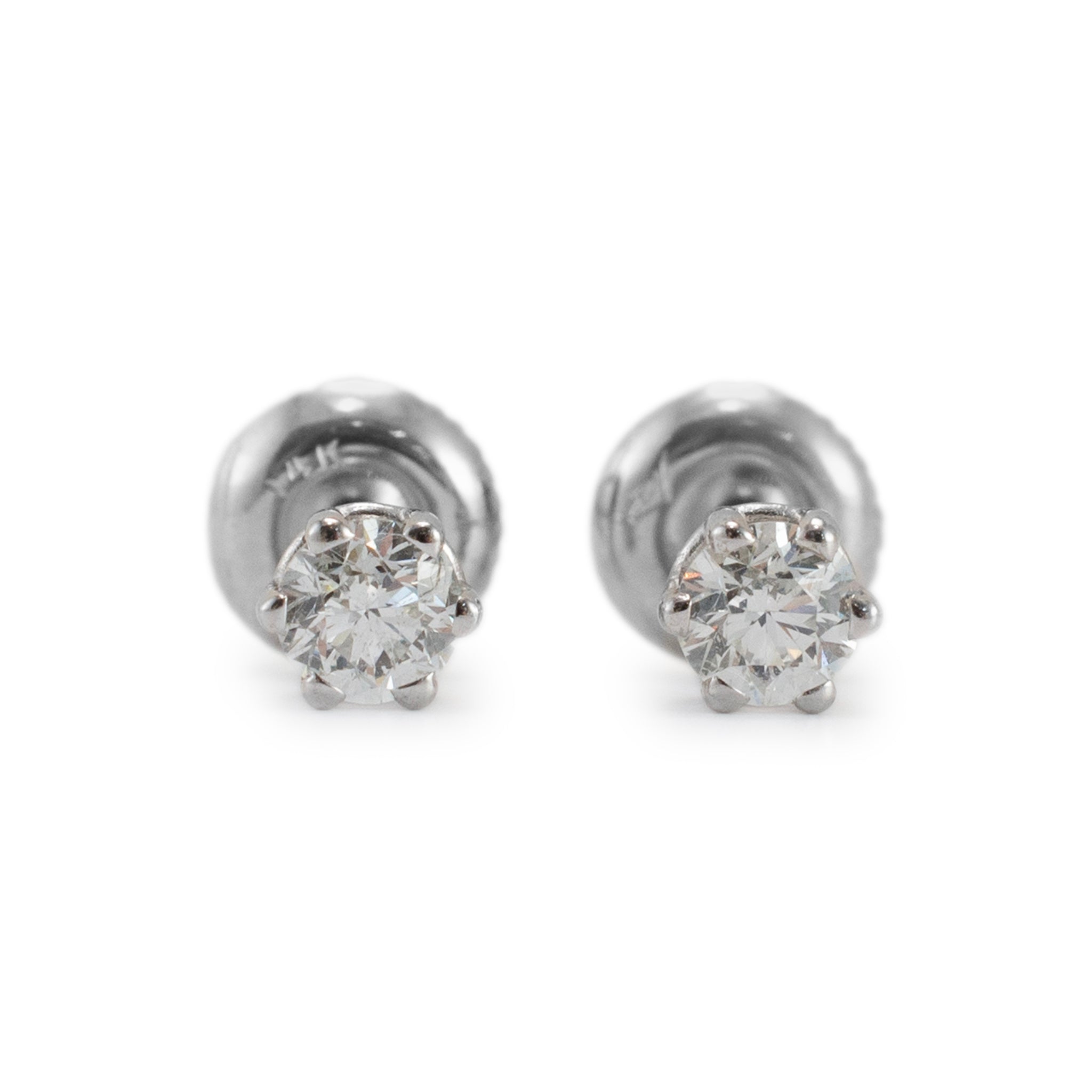 14K White Gold 6-Prong Screw Back 0.50ct Diamond Stud Earrings