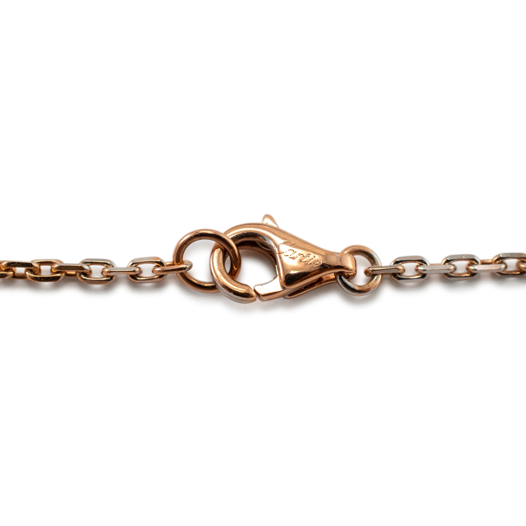 Cartier 18K Rose Gold Half Paved Diamond Baby Love Pendant Necklace