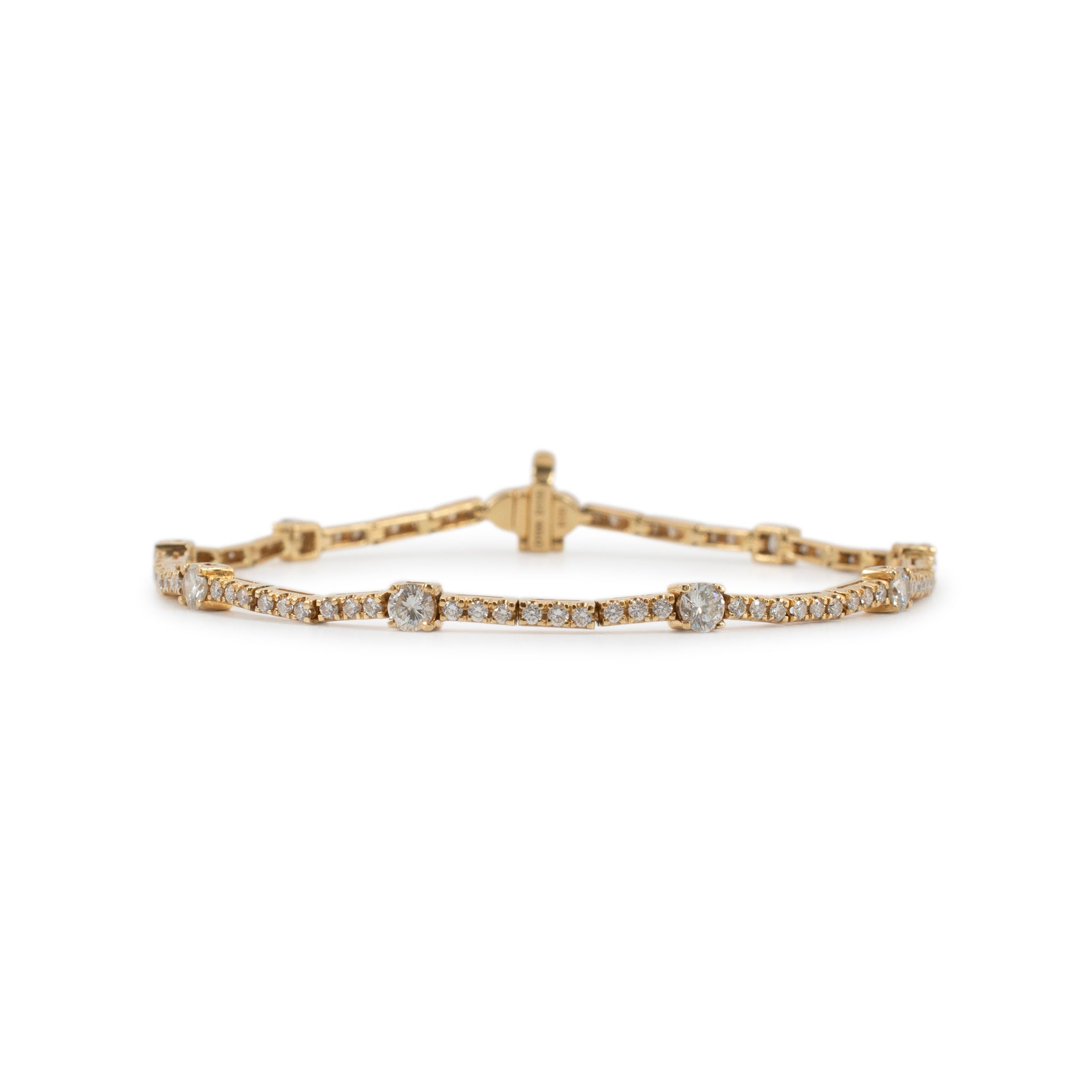 18K Yellow Gold 2.21ct Diamond Station Tennis Bracelet