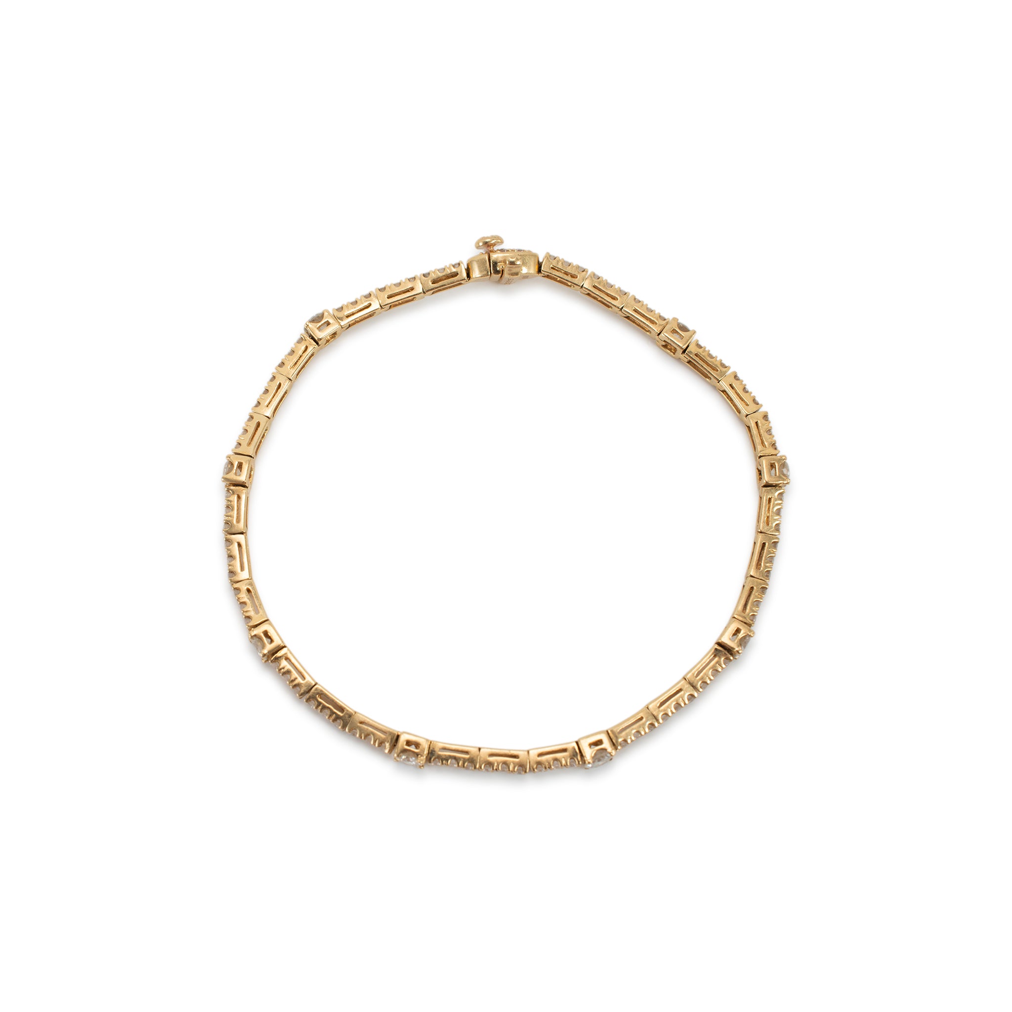 18K Yellow Gold 2.21ct Diamond Station Tennis Bracelet
