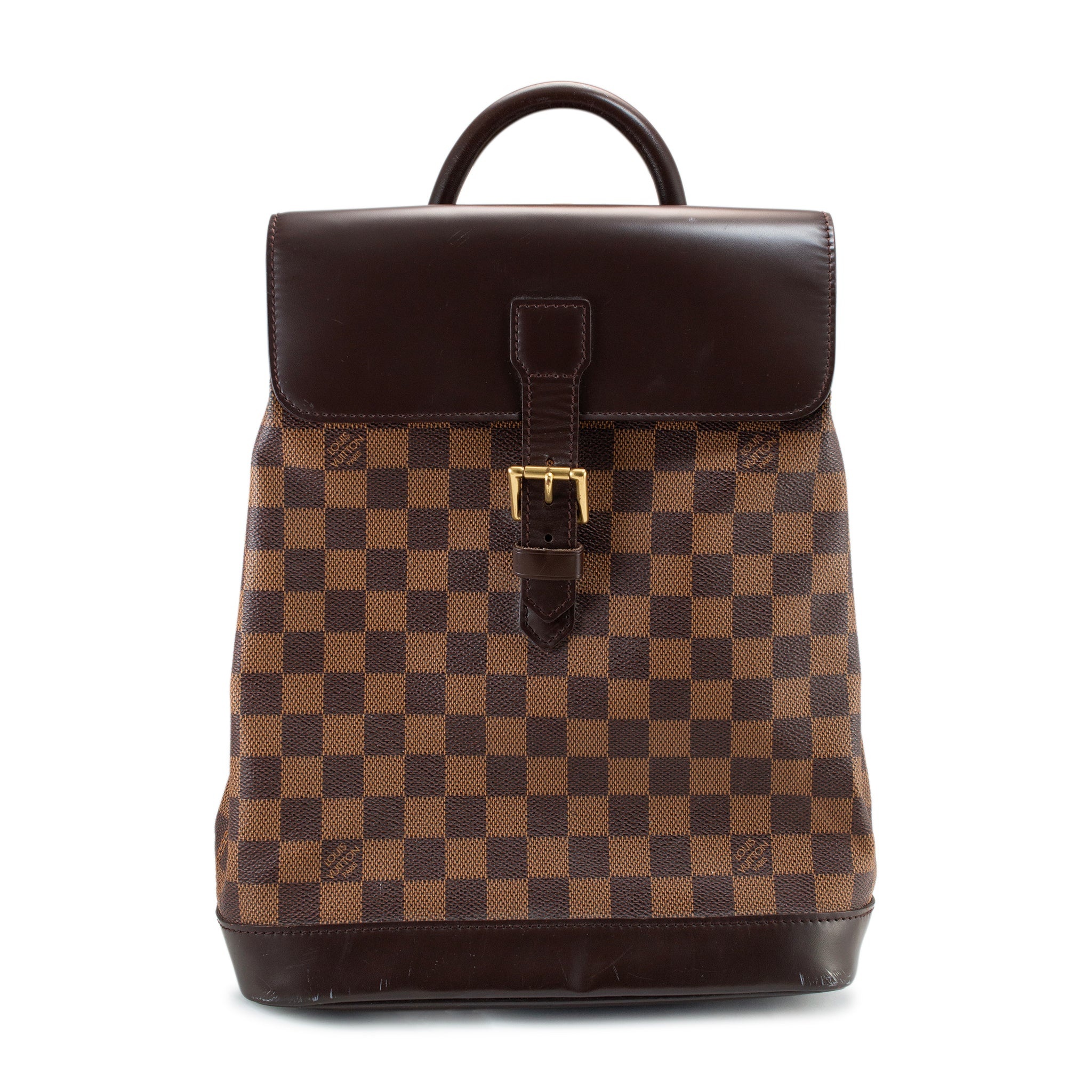 2003 Louis Vuitton N51132 Damier Ebene Soho Canvas Leather Backpack