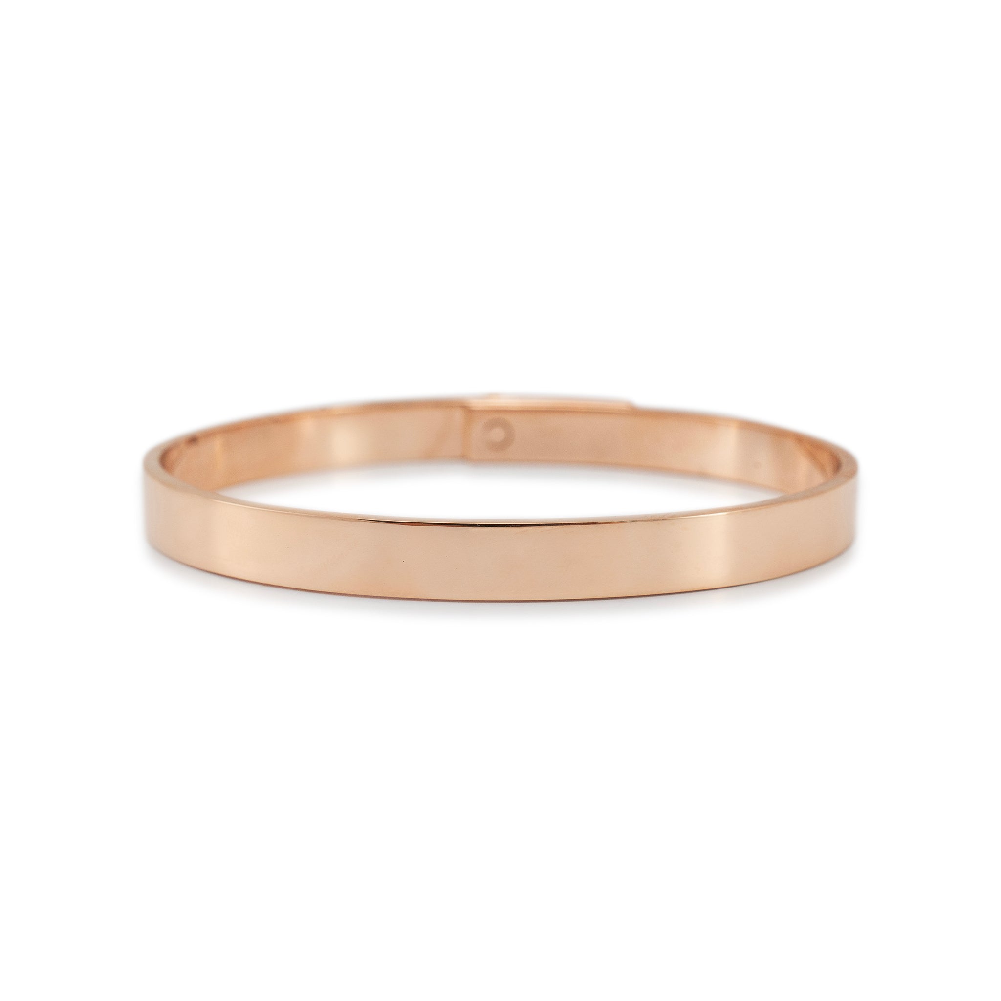 Hermes Paris 18K Rose Gold Diamond Kelly Bangle Bracelet