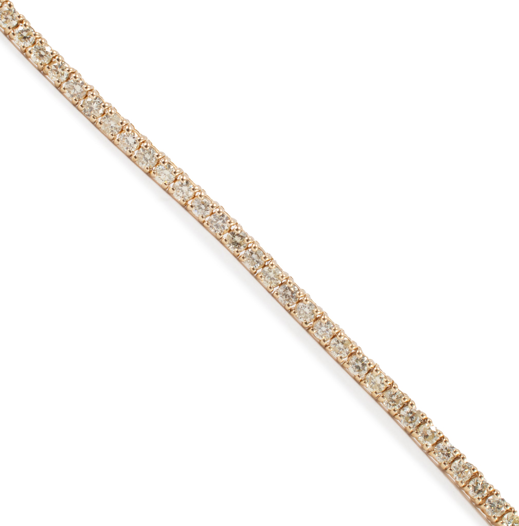 14K Yellow Gold 6.30ct Diamond Tennis Chain Necklace