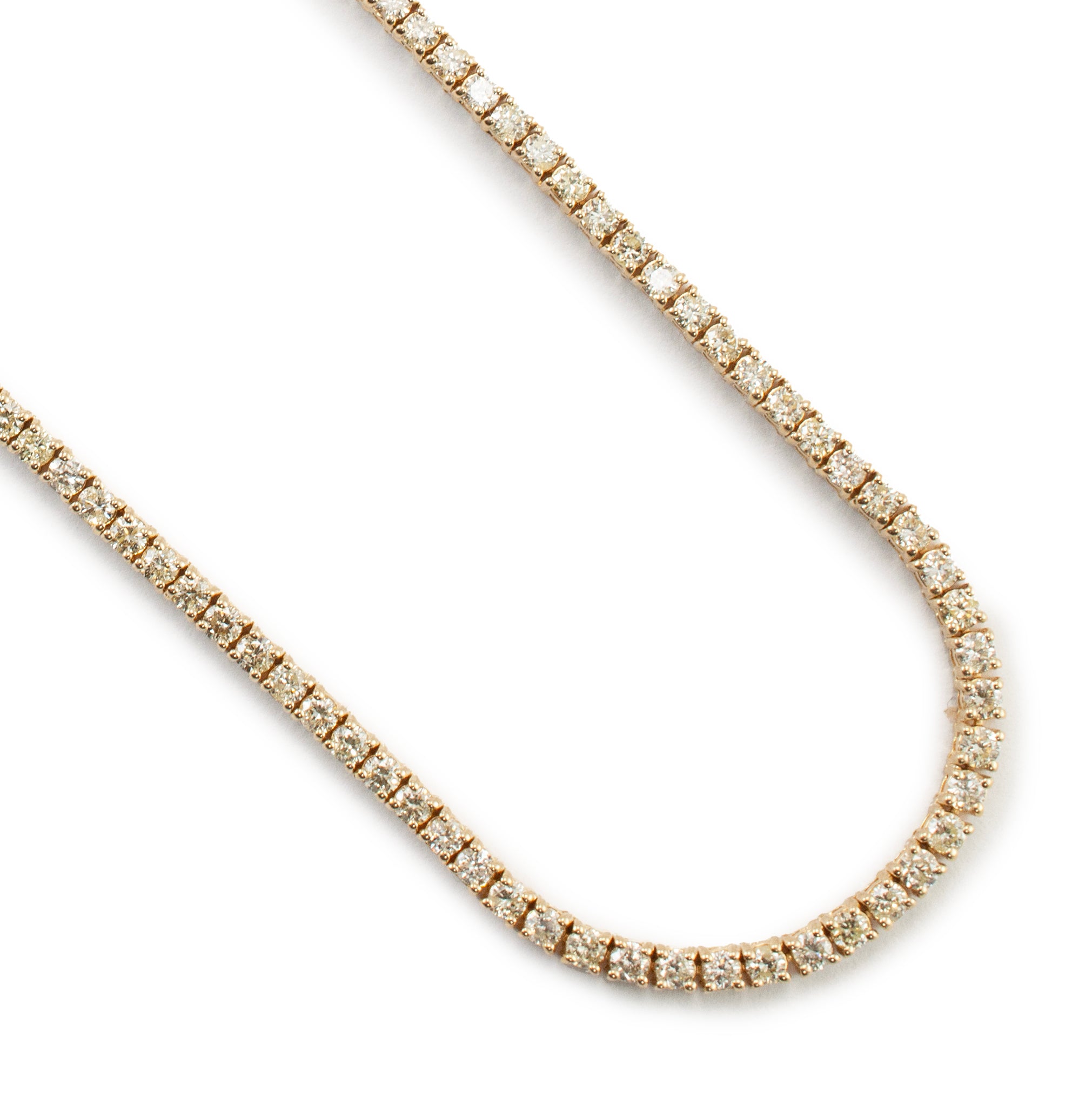 14K Yellow Gold 6.30ct Diamond Tennis Chain Necklace