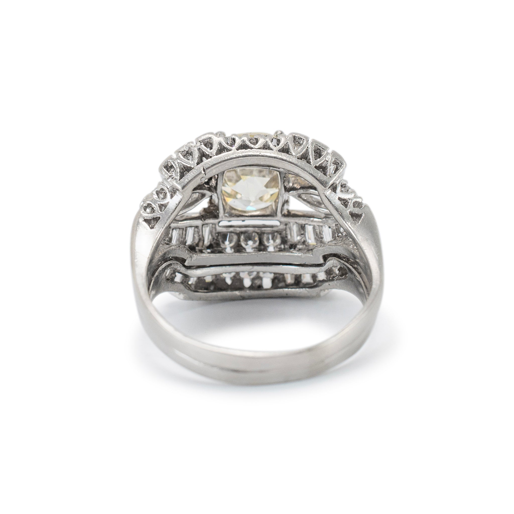 Antique Platinum 3.52ct Old European Cut Accented Diamond Engagement Ring