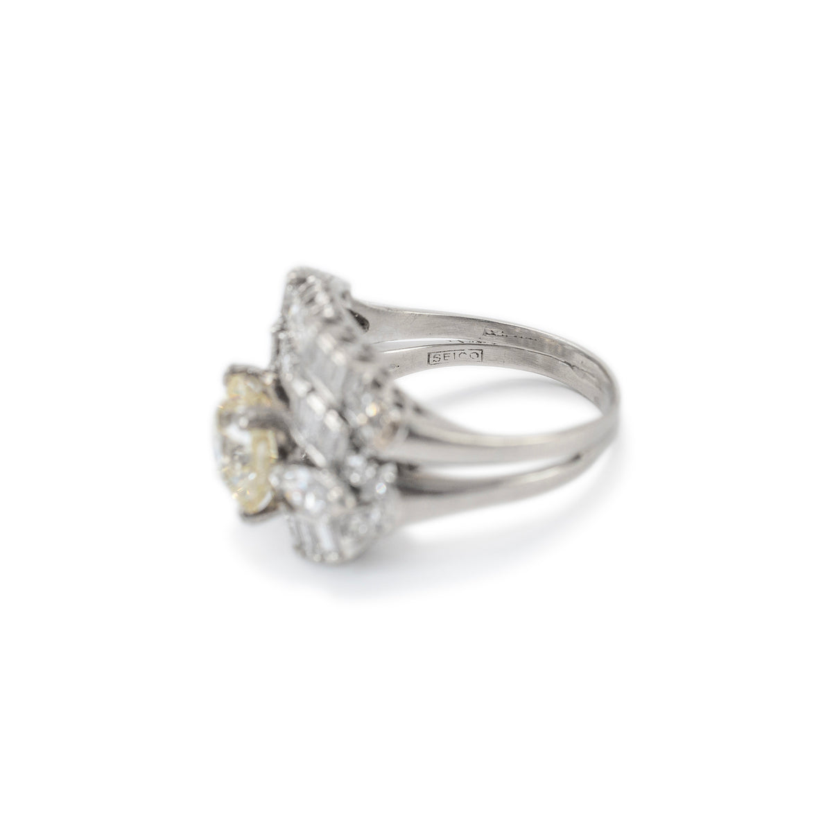 Antique Platinum Gia 3.90ct Old European Cut Accented Diamond Engagement Ring