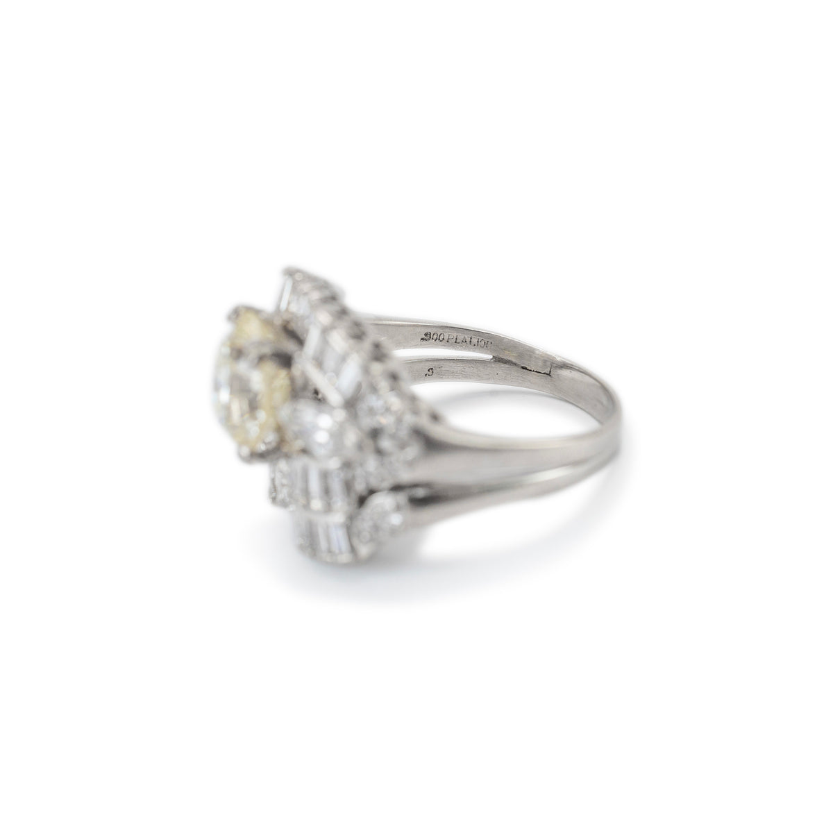 Antique Platinum Gia 3.90ct Old European Cut Accented Diamond Engagement Ring