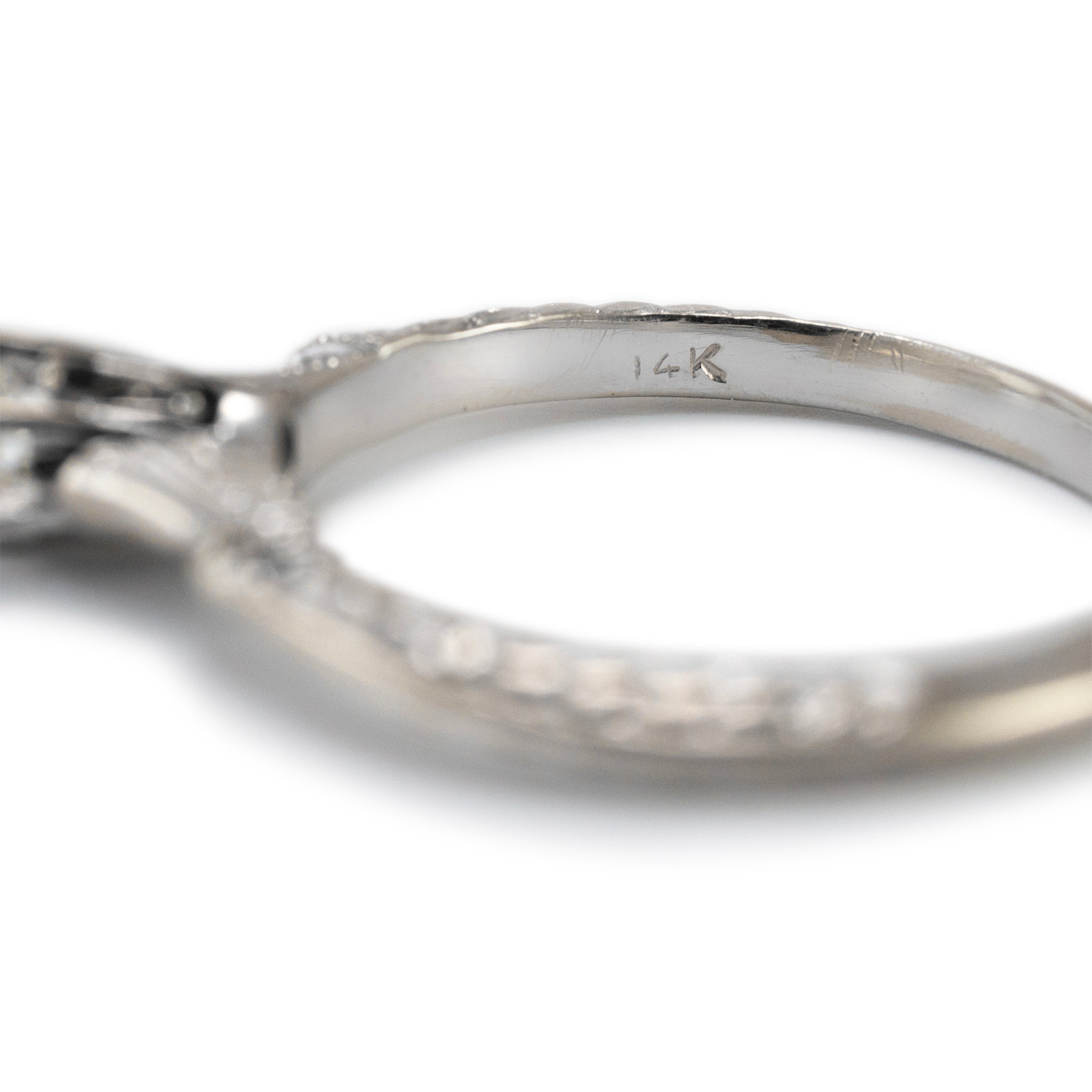 Antique 14K White Gold 0.20ct Old European Cut Diamond Promise Engagement Ring