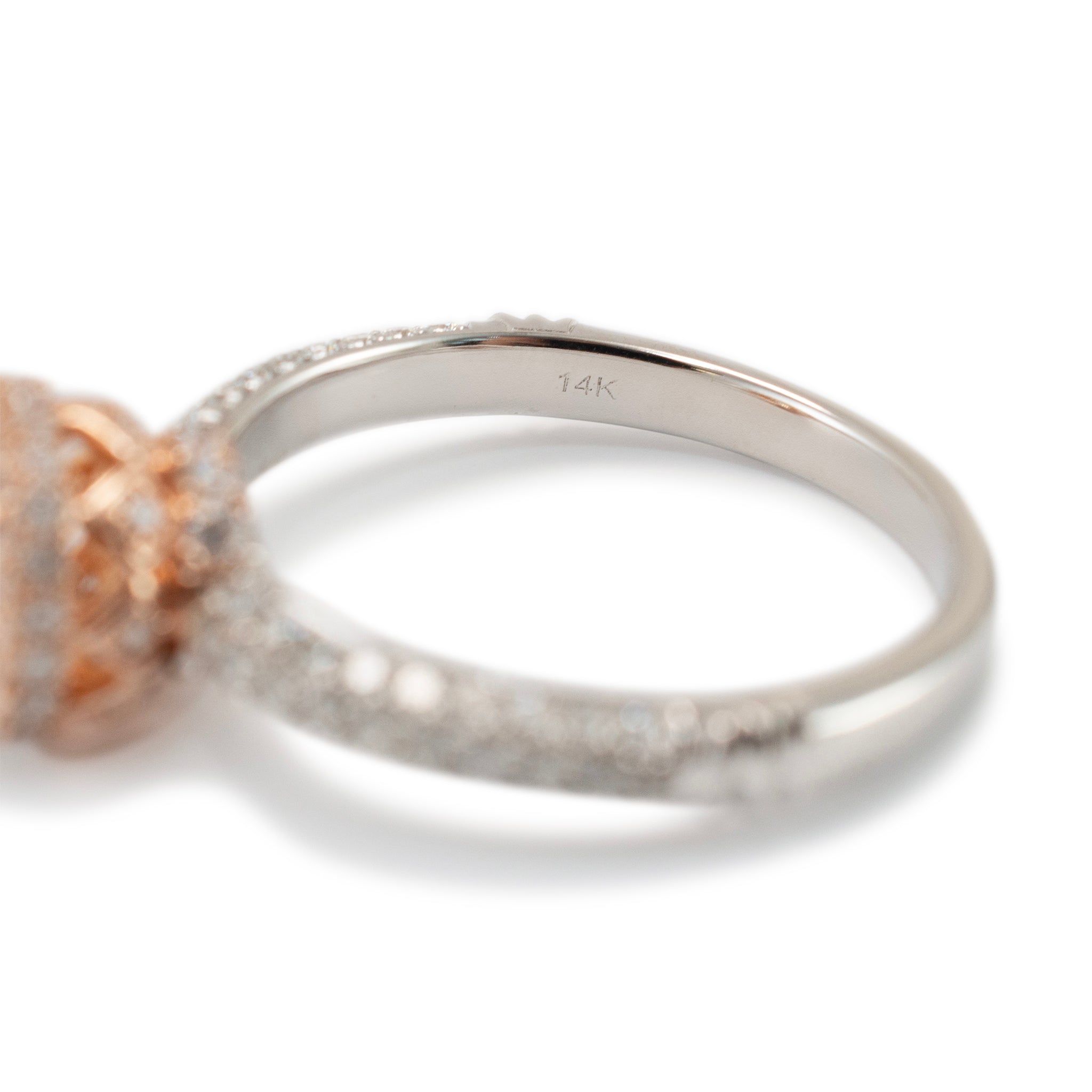 Ladies 14K White and Rose Gold 0.65ct Round Halo Diamond Engagement Ring