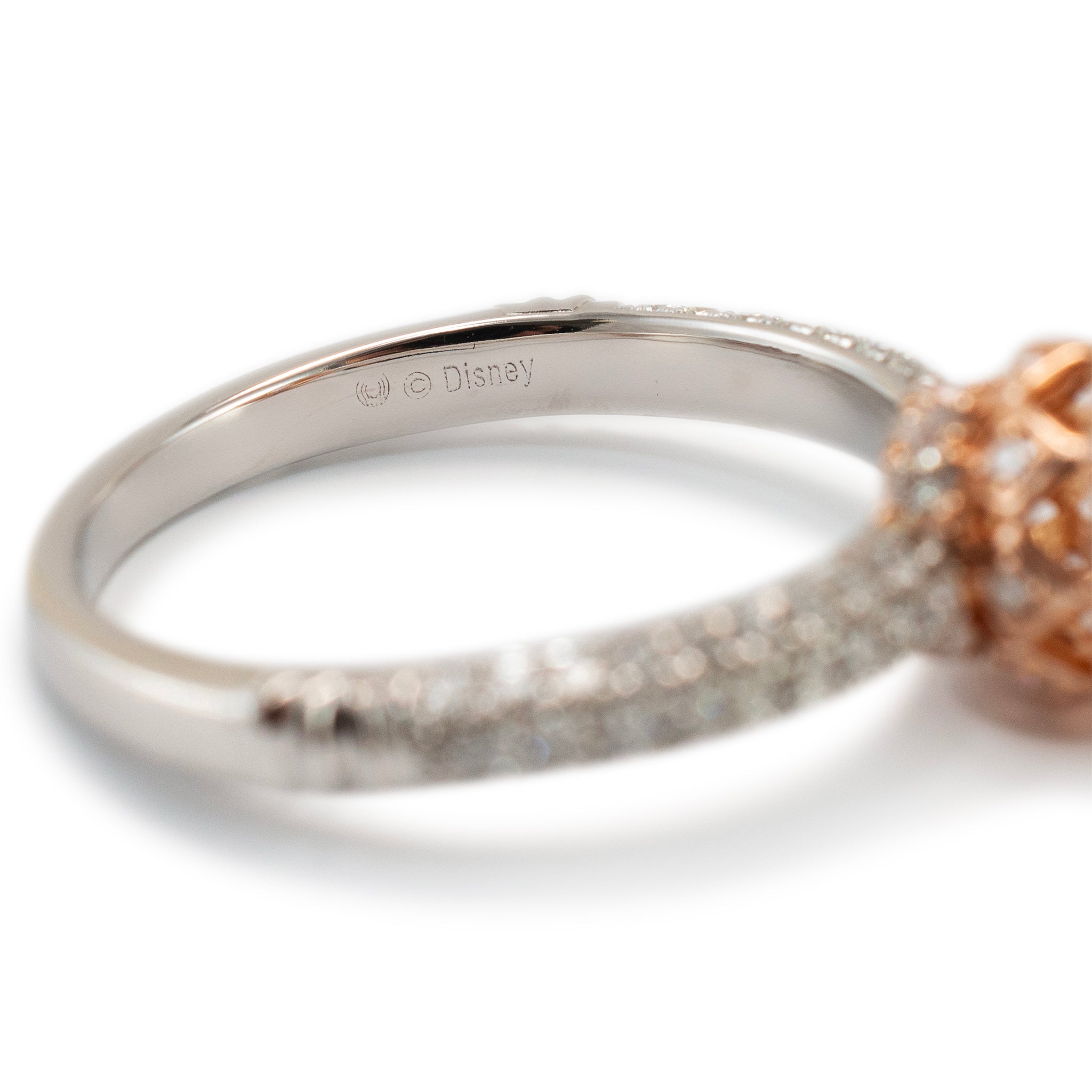 Ladies 14K White and Rose Gold 0.65ct Round Halo Diamond Engagement Ring