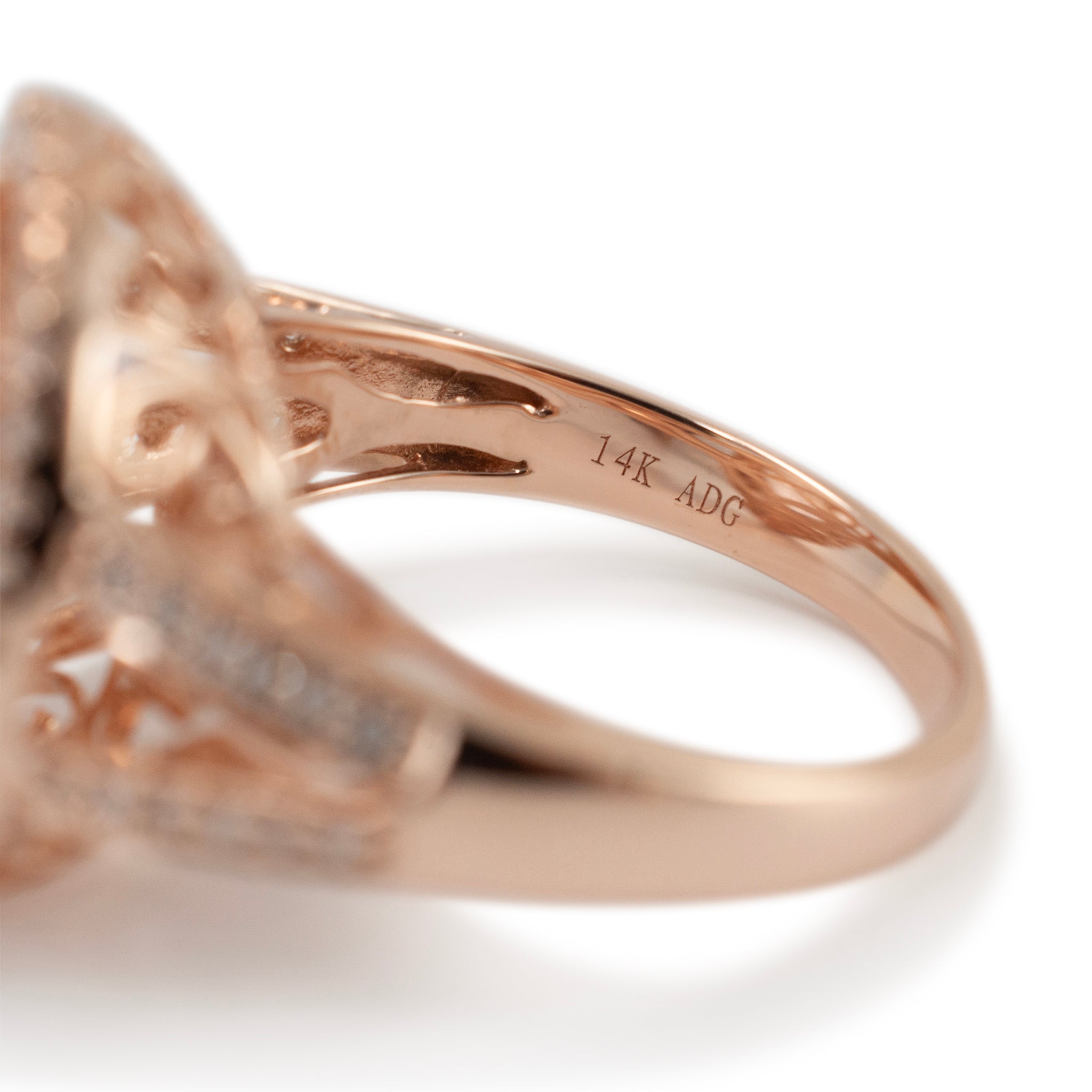 14K Rose Gold 7.38ct Morganite Halo Accented Diamond Cocktail Ring