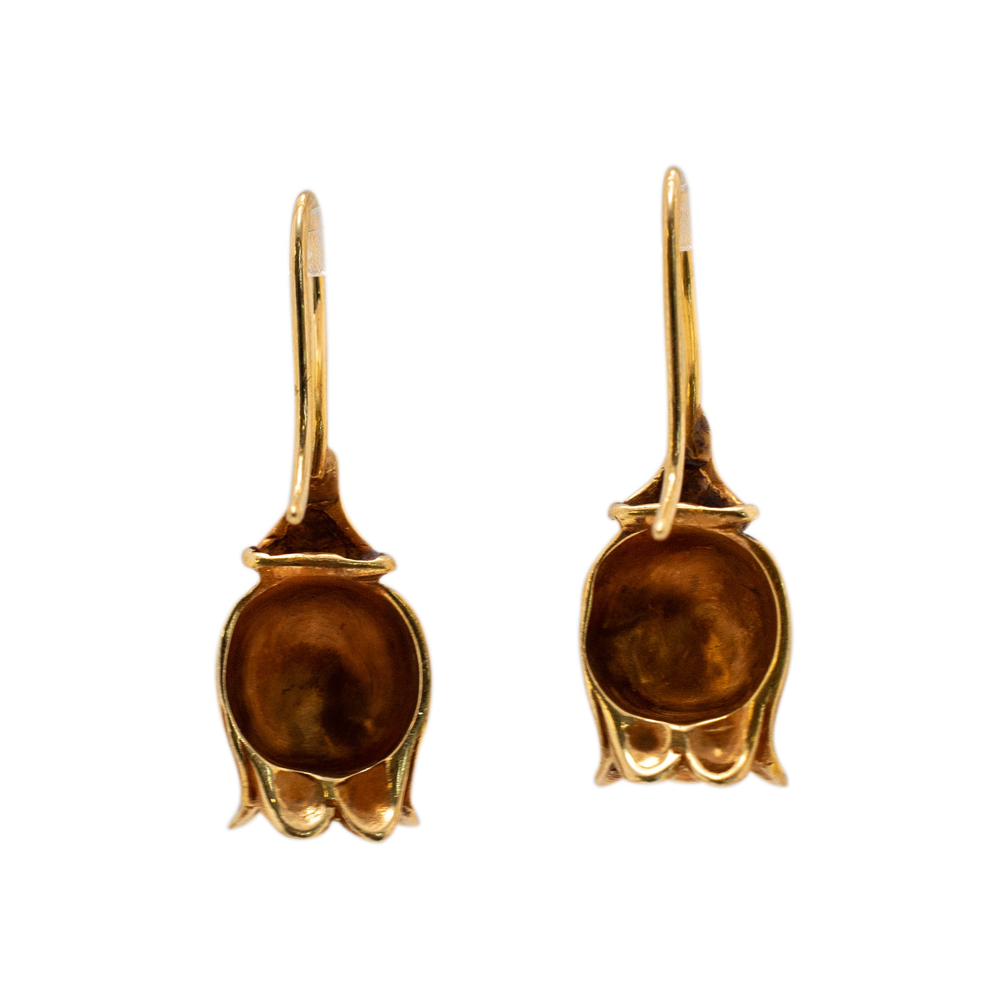 Antique 14K Yellow Gold Open Floral Drop Earrings