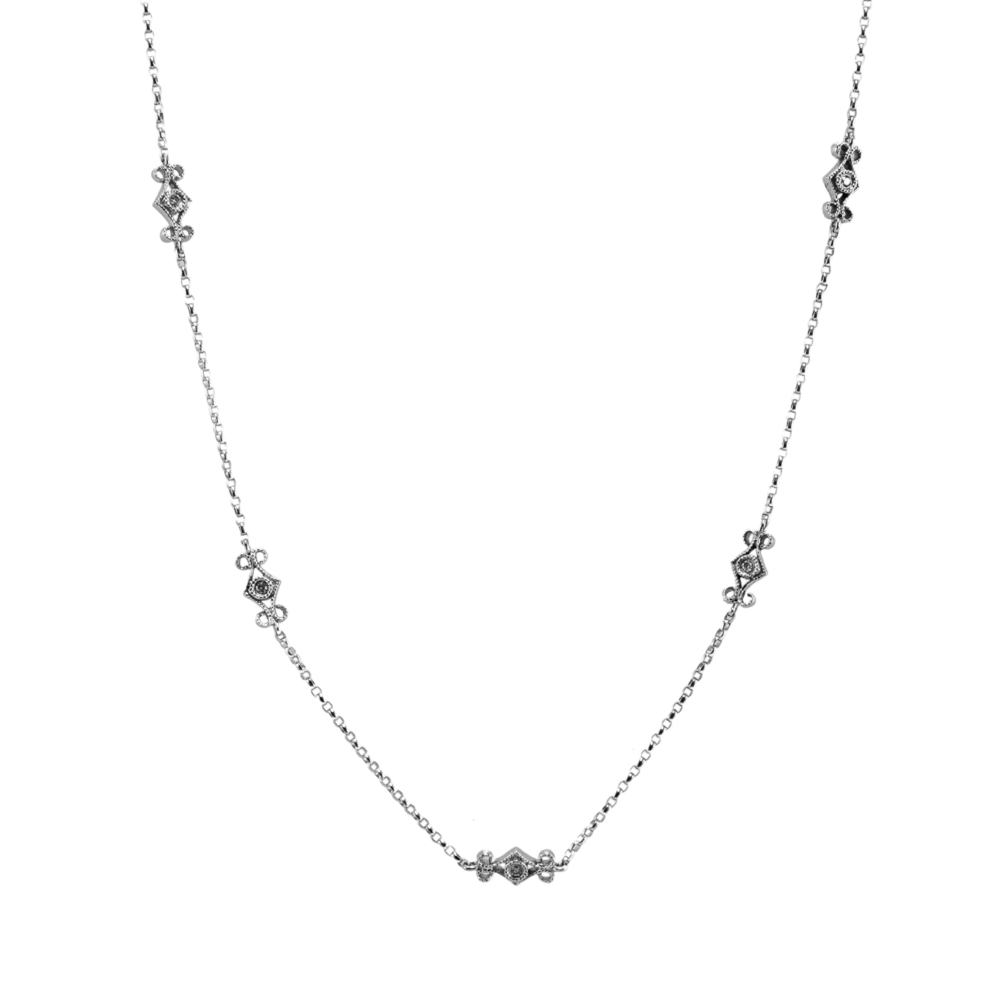 Gabriel & Co. 14K White Gold Diamond Station Chain by the Yard Necklace