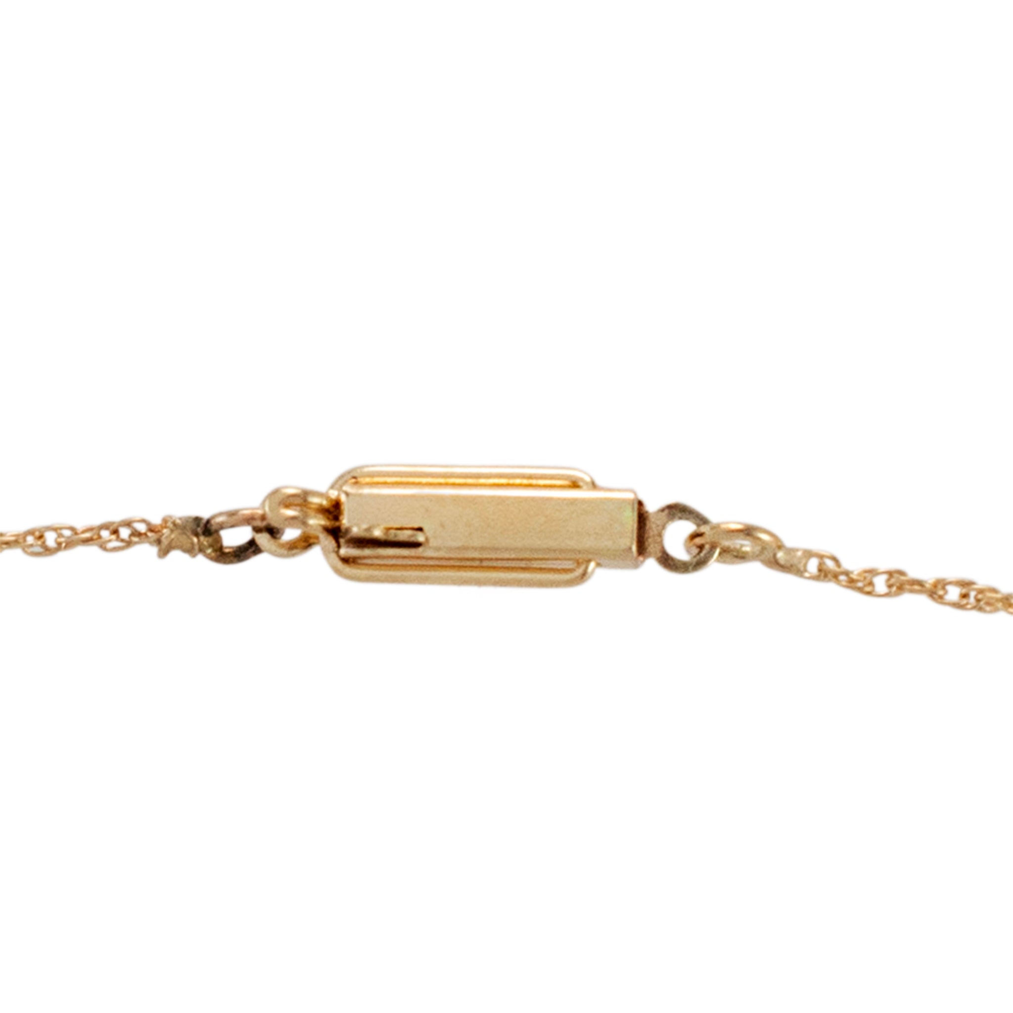 Antique 14K Yellow Gold Sapphire Diamond Drop Pendant Necklace