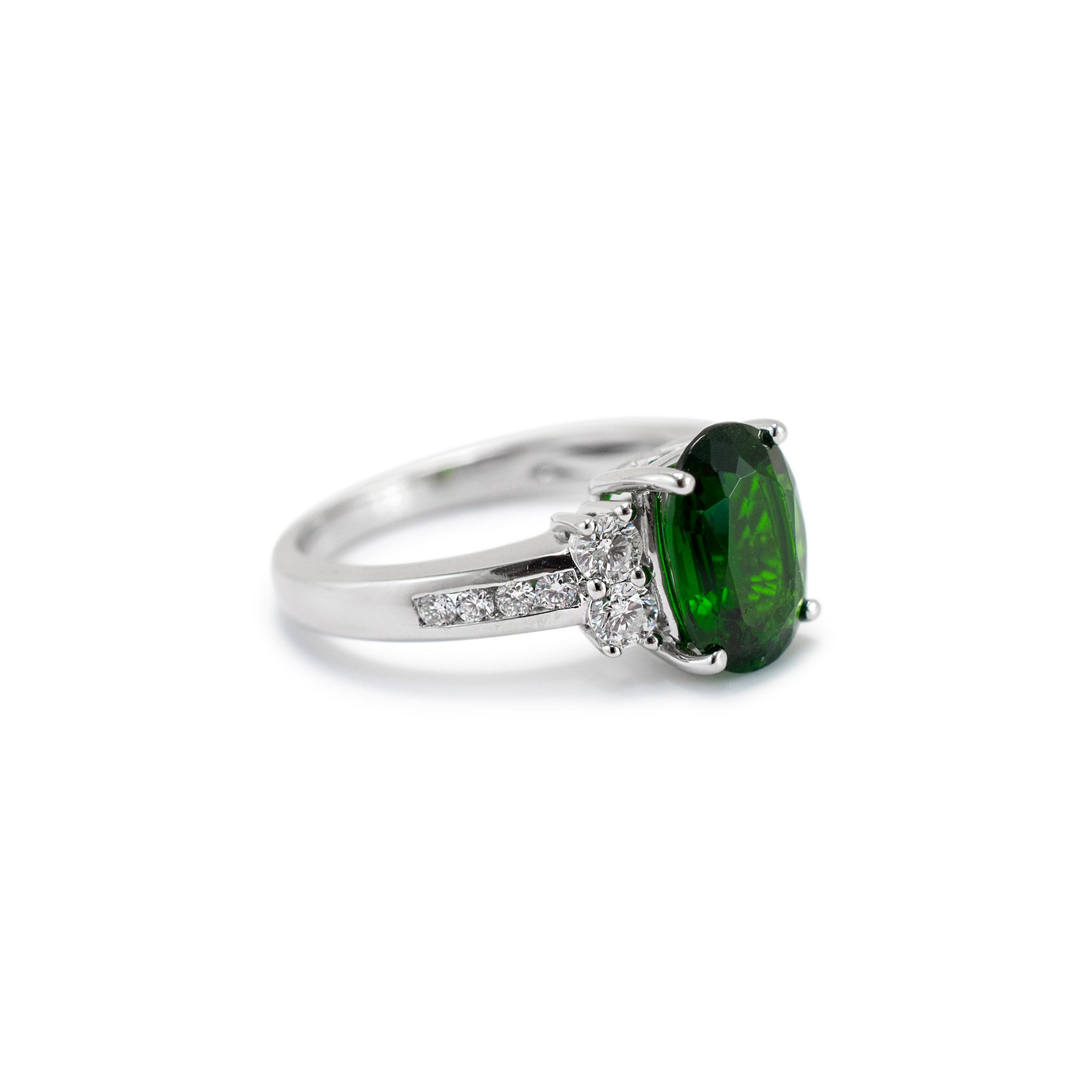 Ladies 14K White Gold Tourmaline Accented Diamond Cocktail Ring