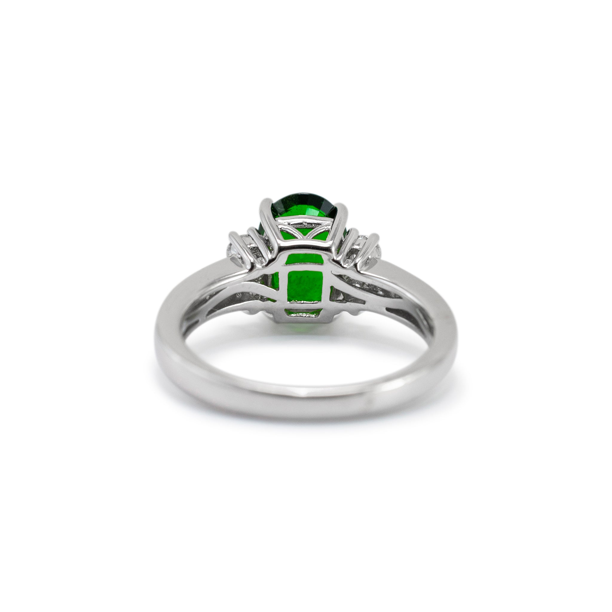 Ladies 14K White Gold Tourmaline Accented Diamond Cocktail Ring
