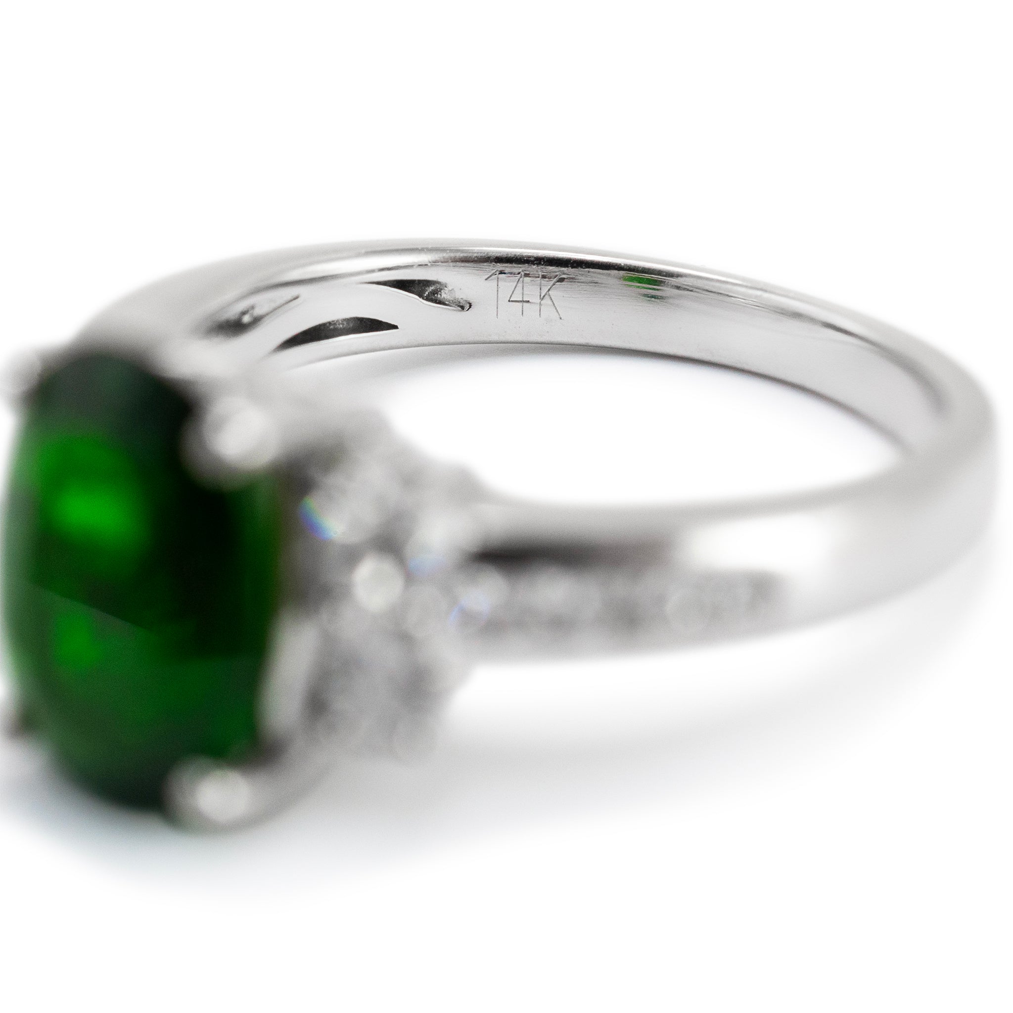Ladies 14K White Gold Tourmaline Accented Diamond Cocktail Ring
