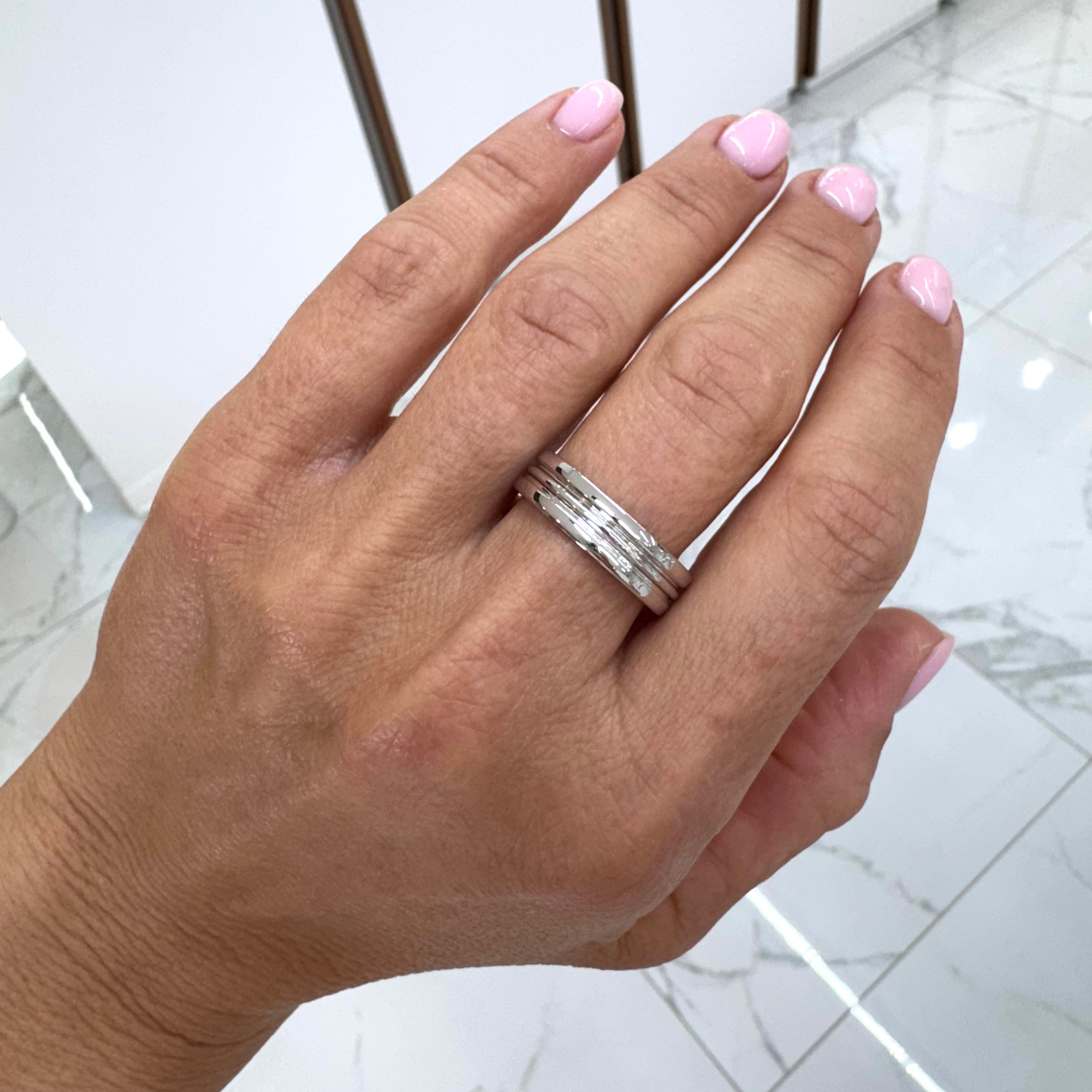 Men’s Platinum and 18K White Gold Diana Wedding Band Ring