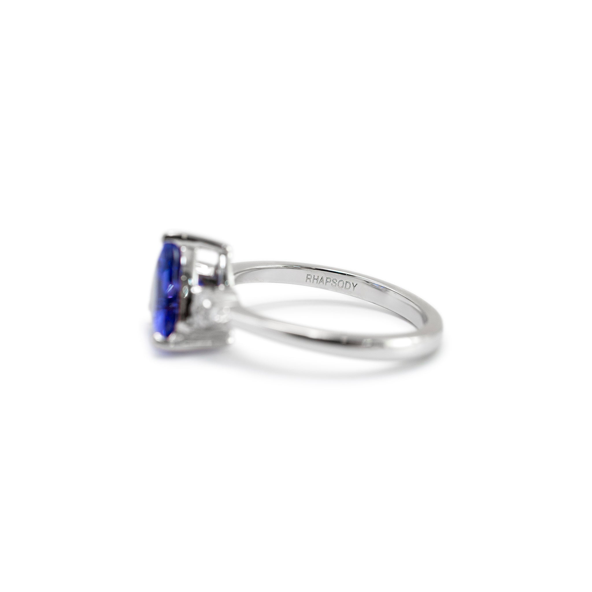 Ladies 950 Platinum Tanzanite Accented Diamond Cocktail Ring