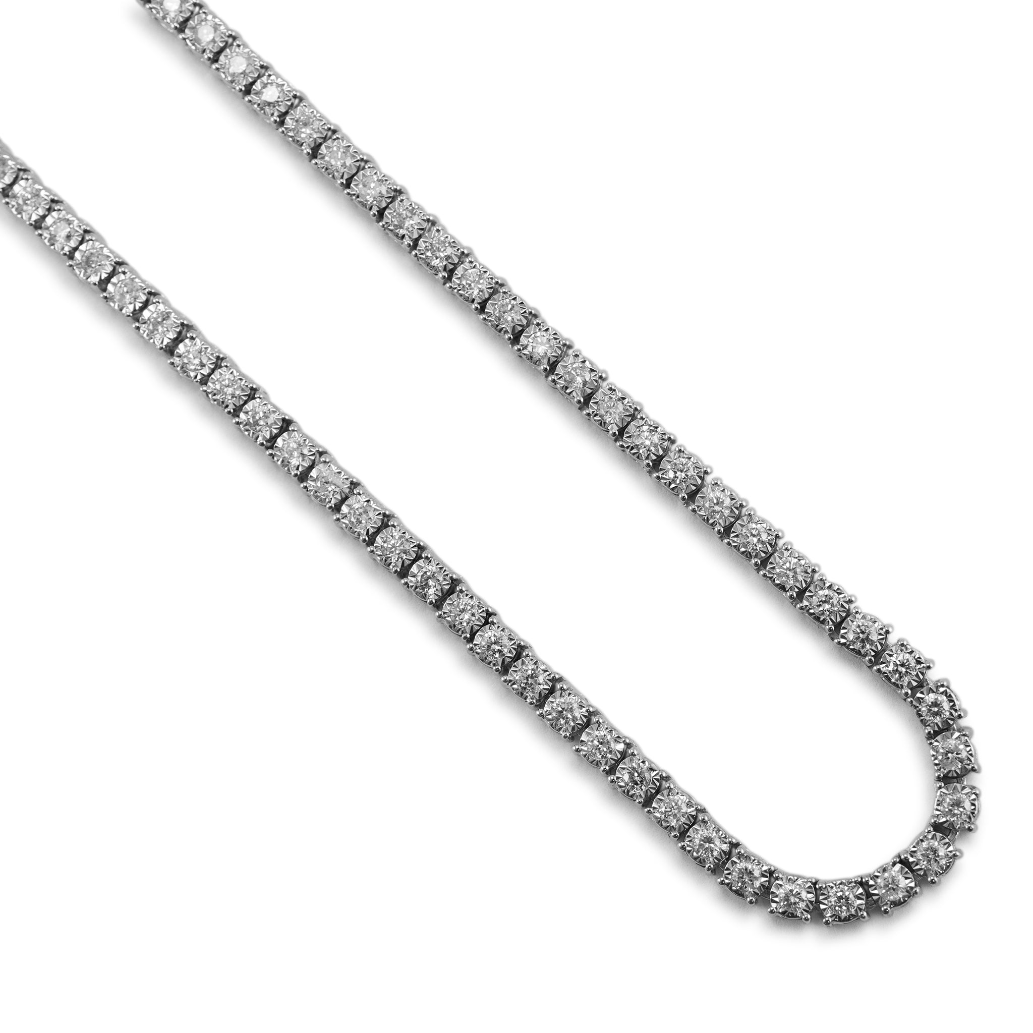 10K White Gold 9.86ct Diamond Tennis Chain Necklace