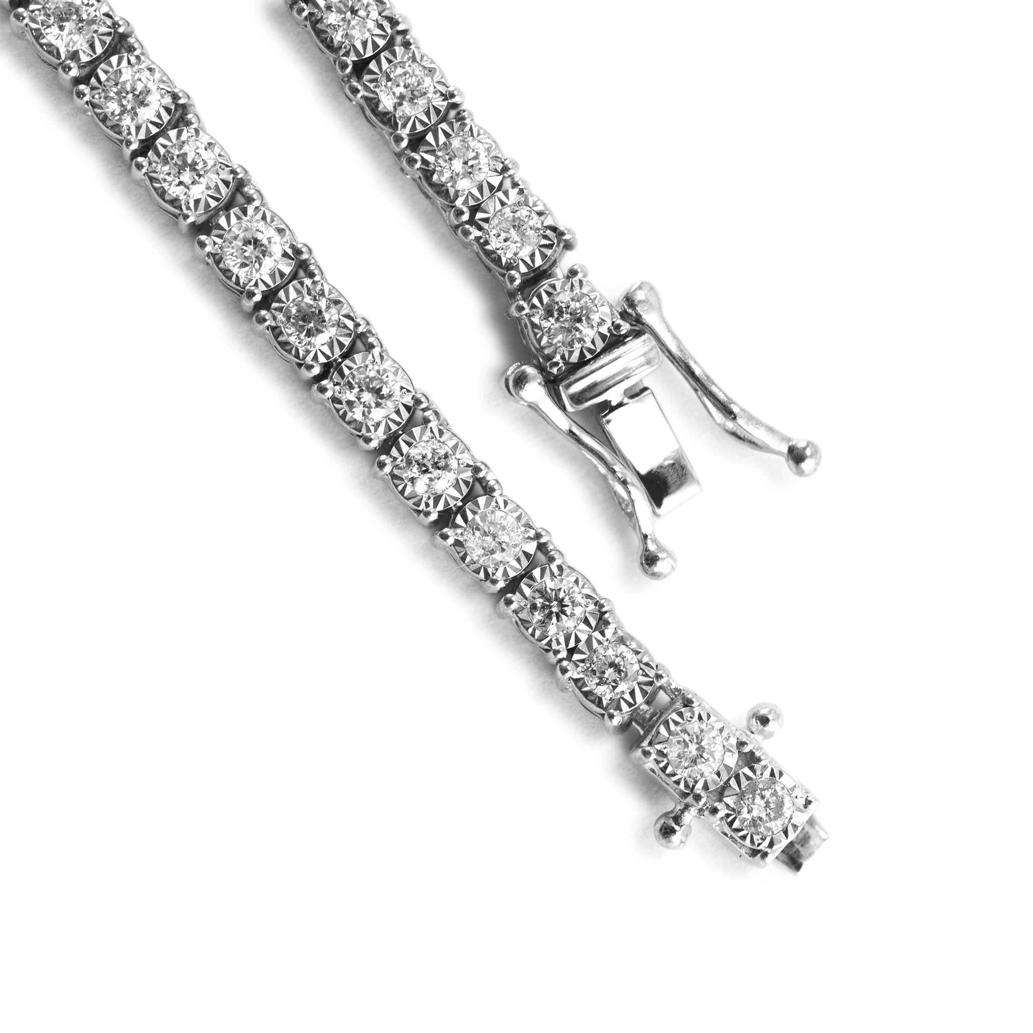 10K White Gold 9.86ct Diamond Tennis Chain Necklace
