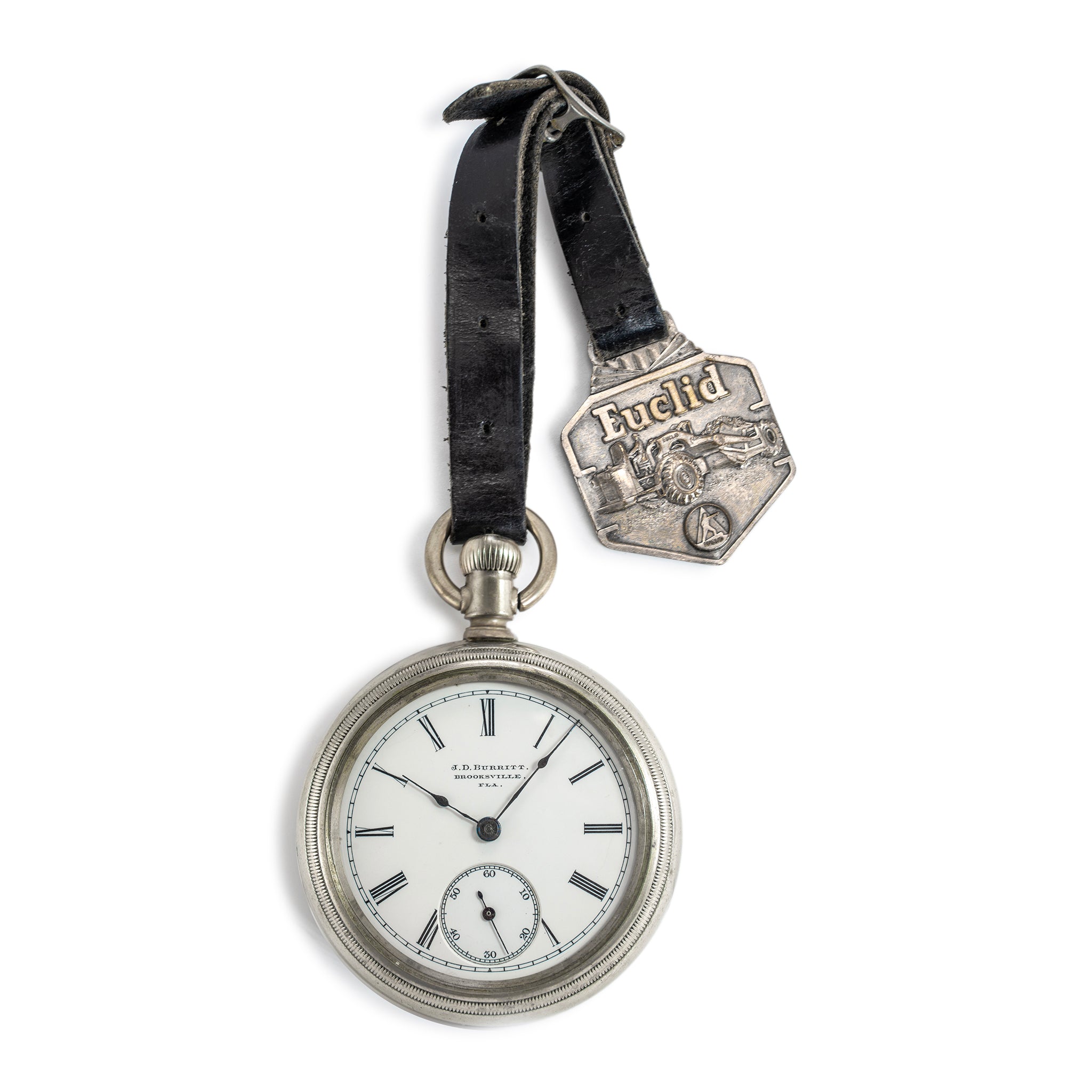 Vintage J.D. Burritt Brooksville Fla. 59MM Silver Manual Winding Pocket Watch