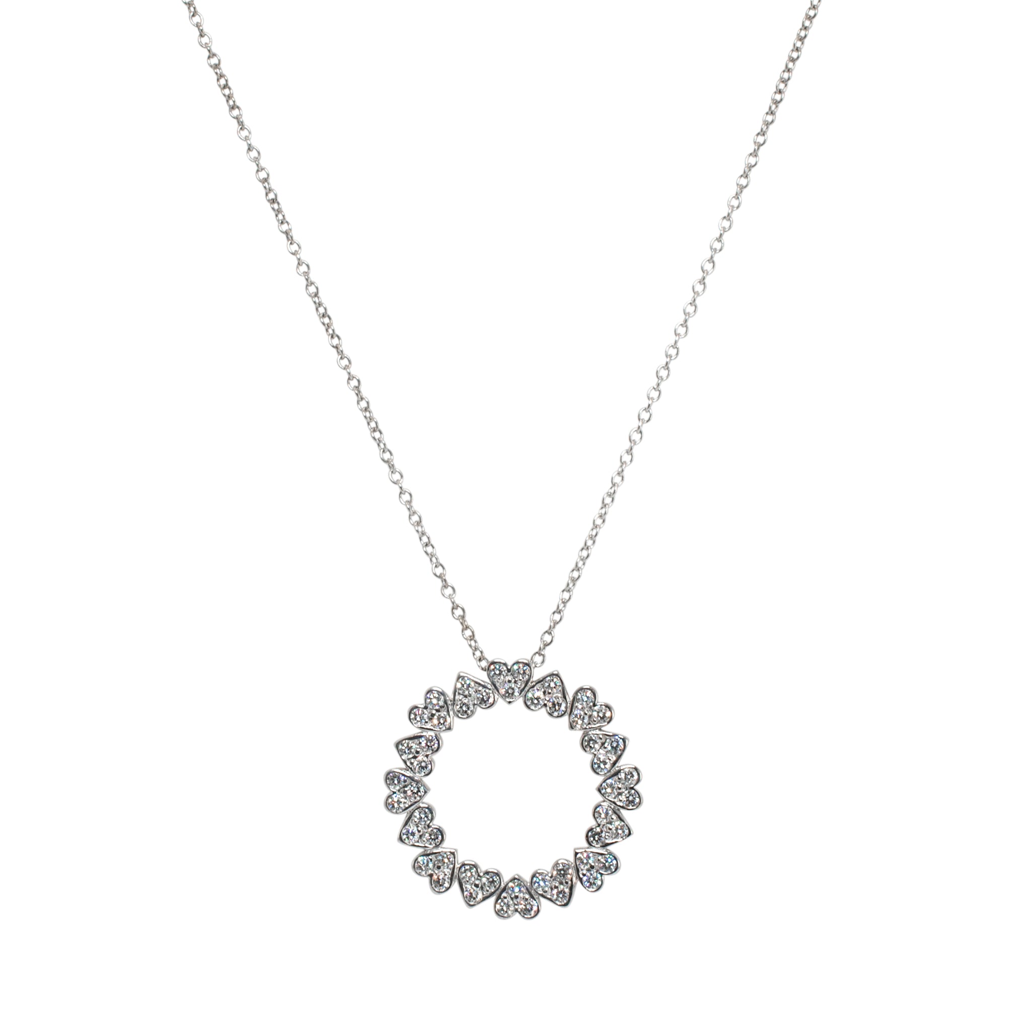 Jose Hess 18K White Gold Diamond Circle Pendant Necklace