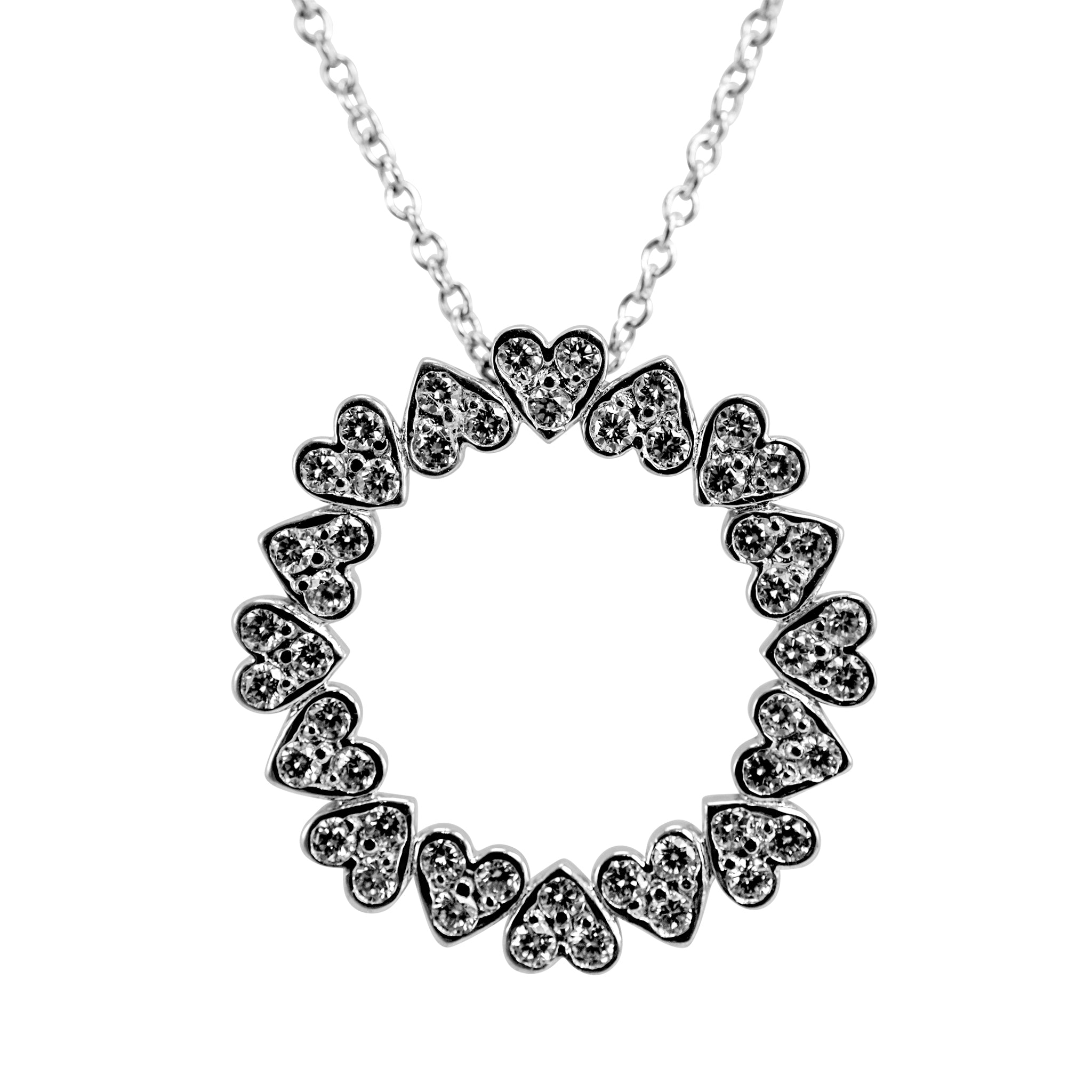 Jose Hess 18K White Gold Diamond Circle Pendant Necklace