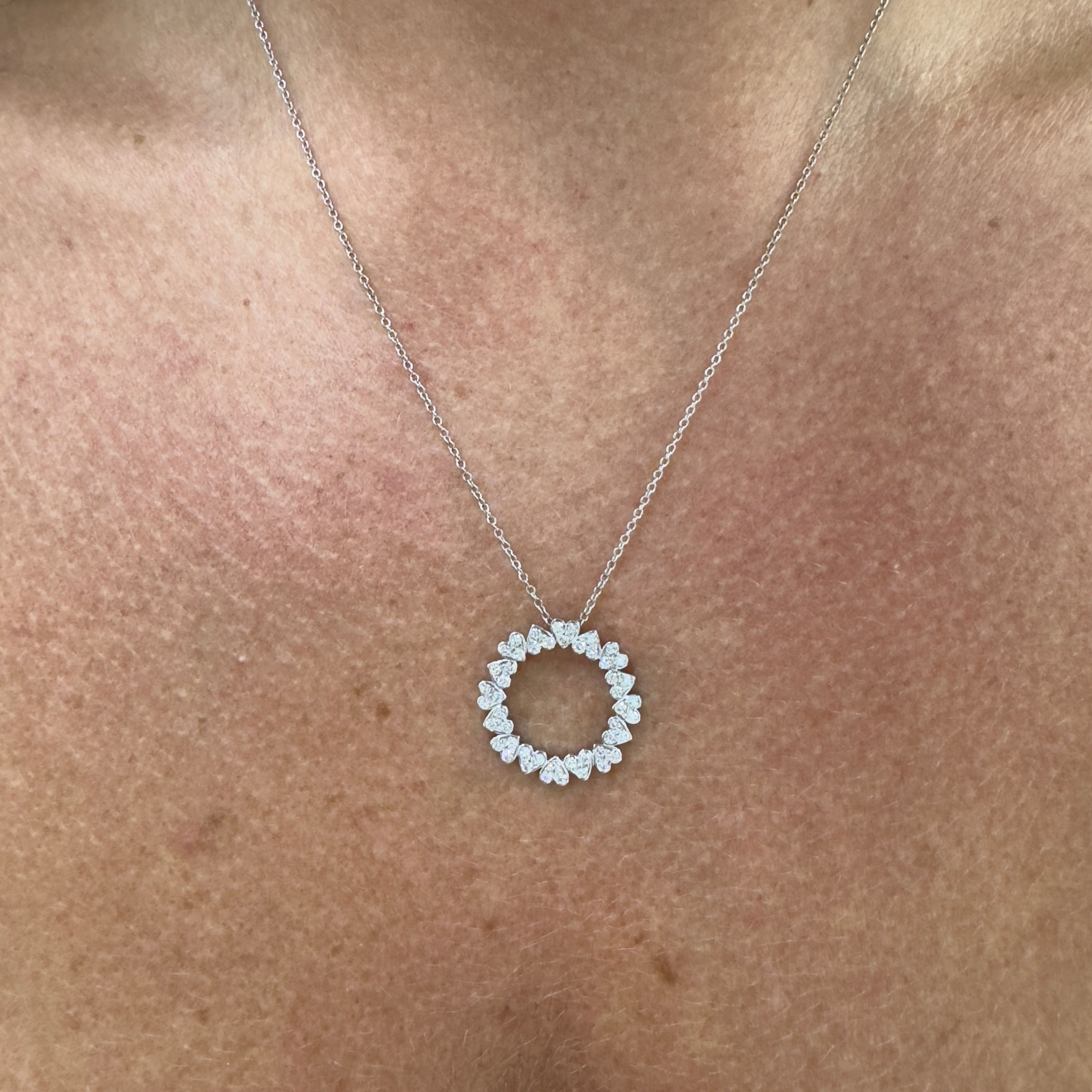 Jose Hess 18K White Gold Diamond Circle Pendant Necklace