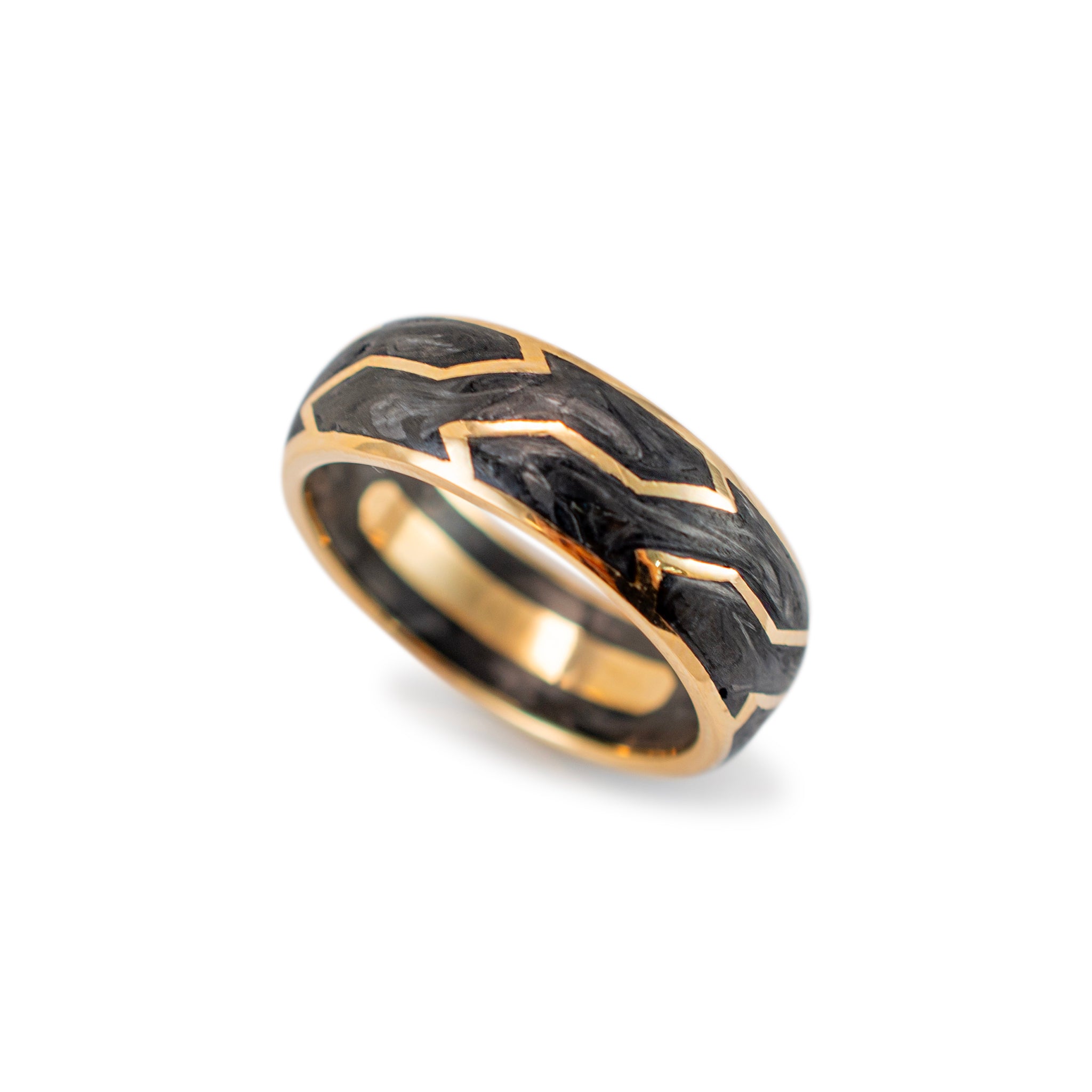 Men’s David Yurman 18K Yellow Gold Forged Carbon 8.5mm Wedding Band Ring