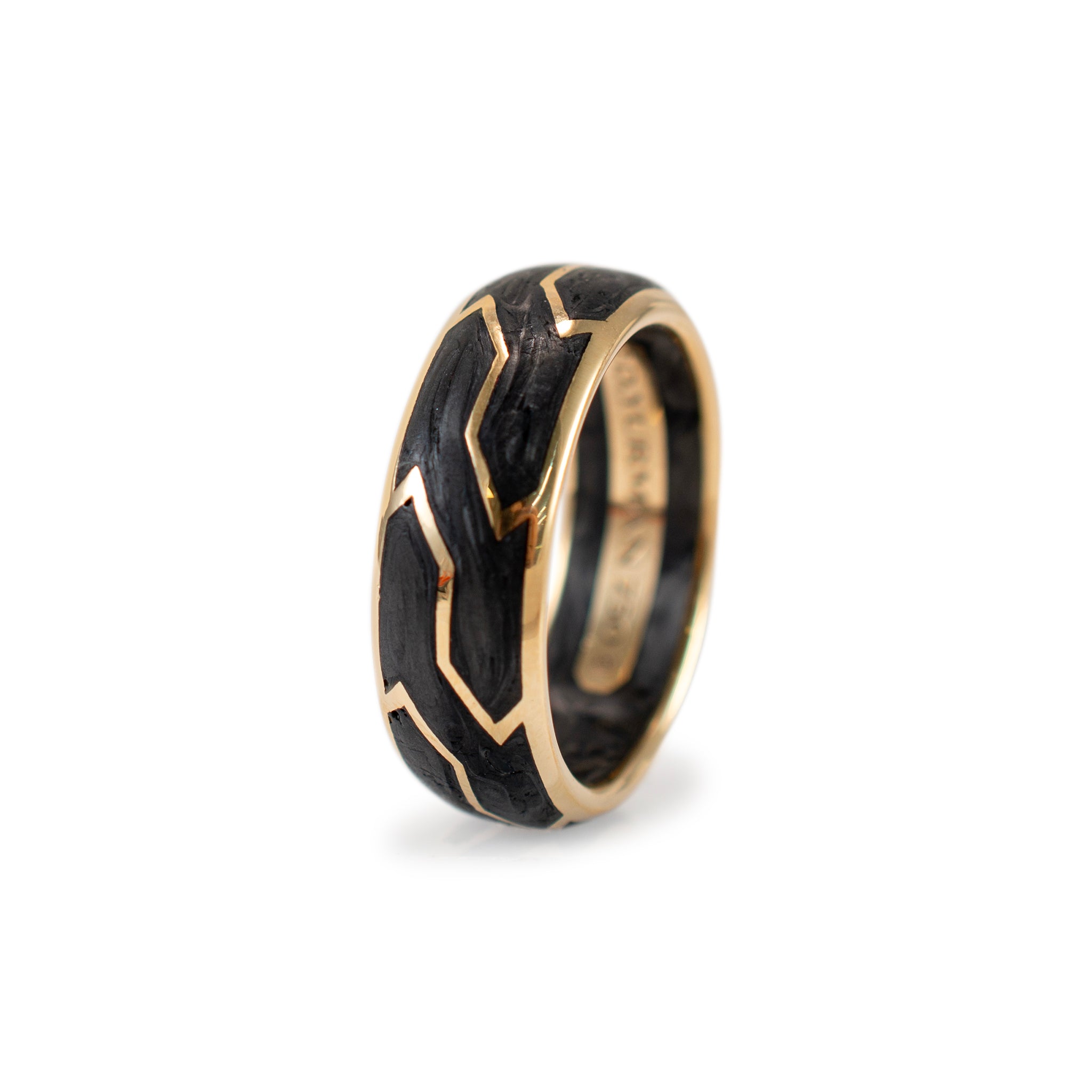 Men’s David Yurman 18K Yellow Gold Forged Carbon 8.5mm Wedding Band Ring
