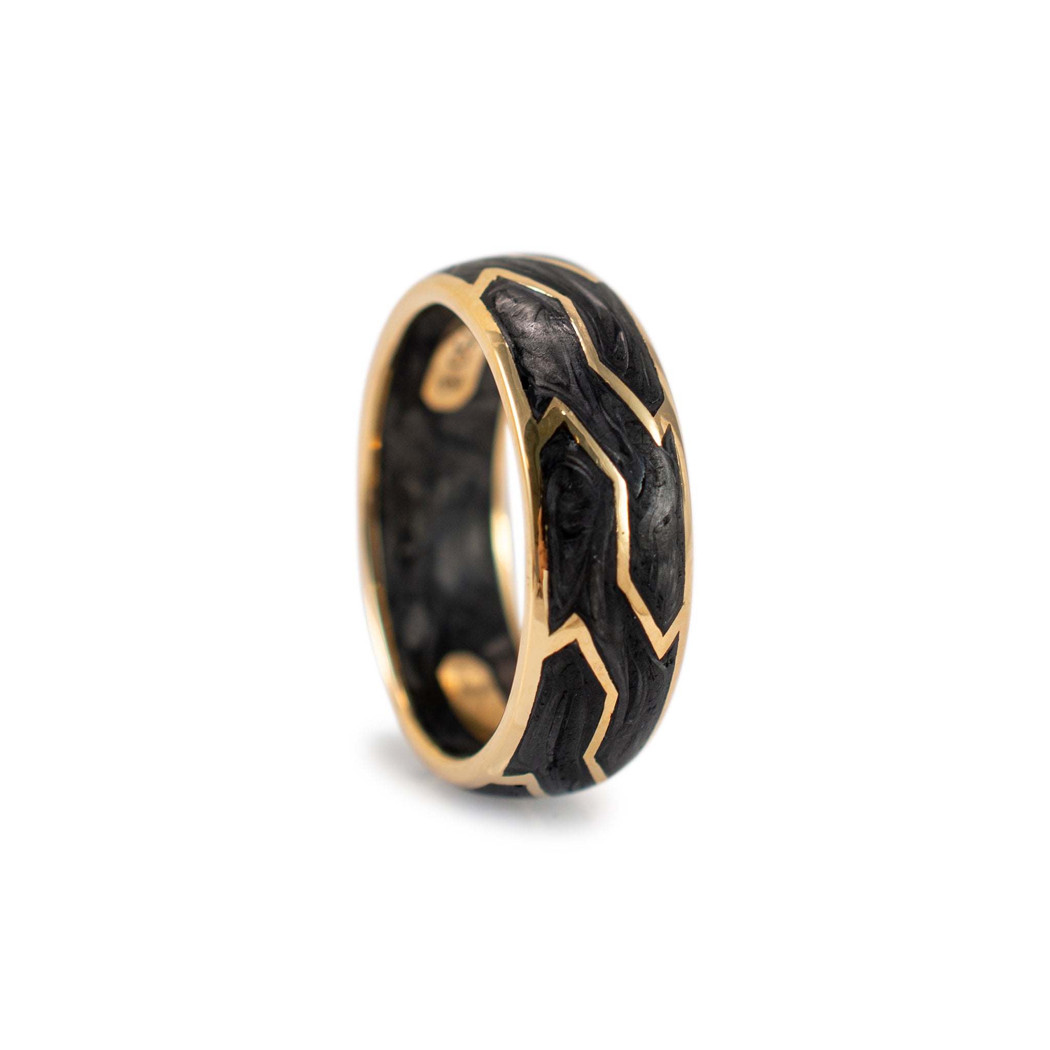 Men’s David Yurman 18K Yellow Gold Forged Carbon 8.5mm Wedding Band Ring
