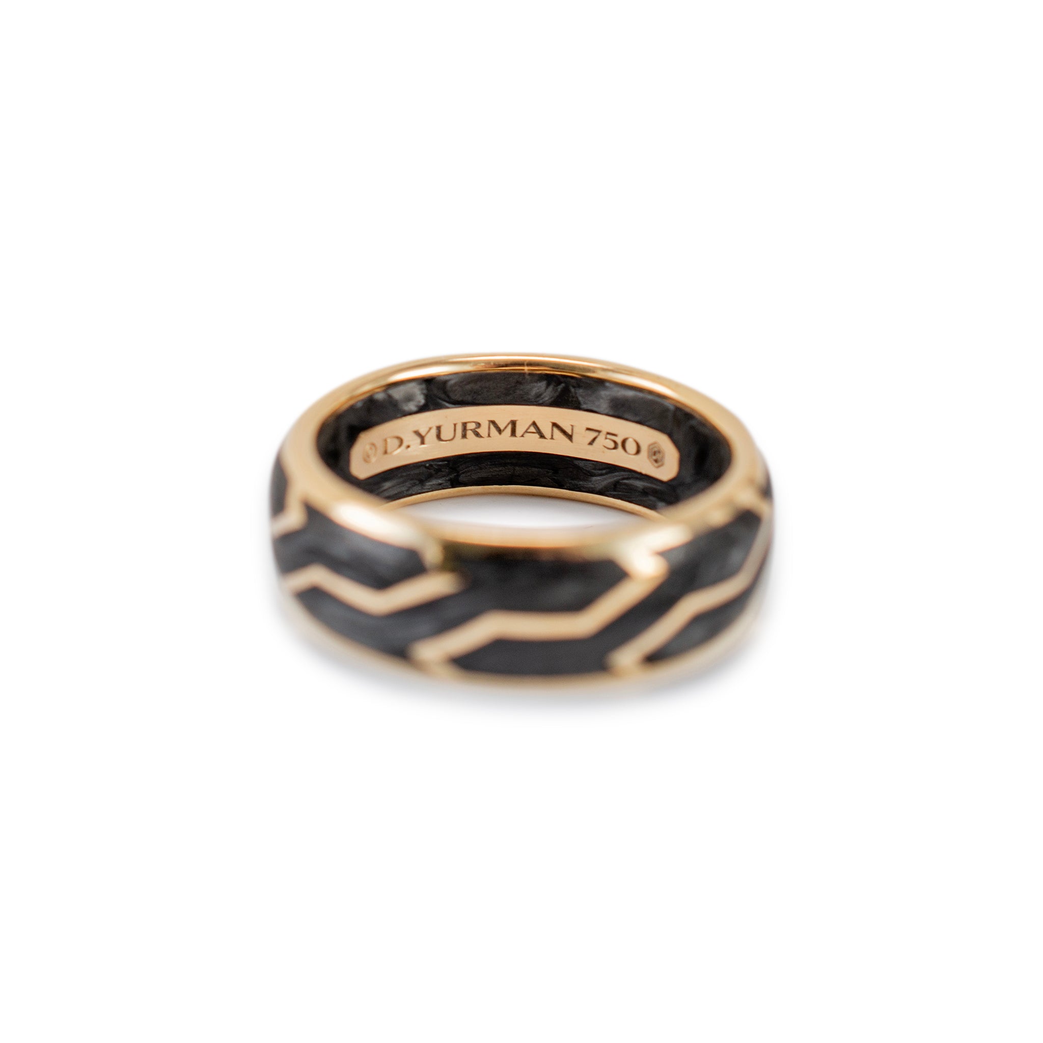Men’s David Yurman 18K Yellow Gold Forged Carbon 8.5mm Wedding Band Ring