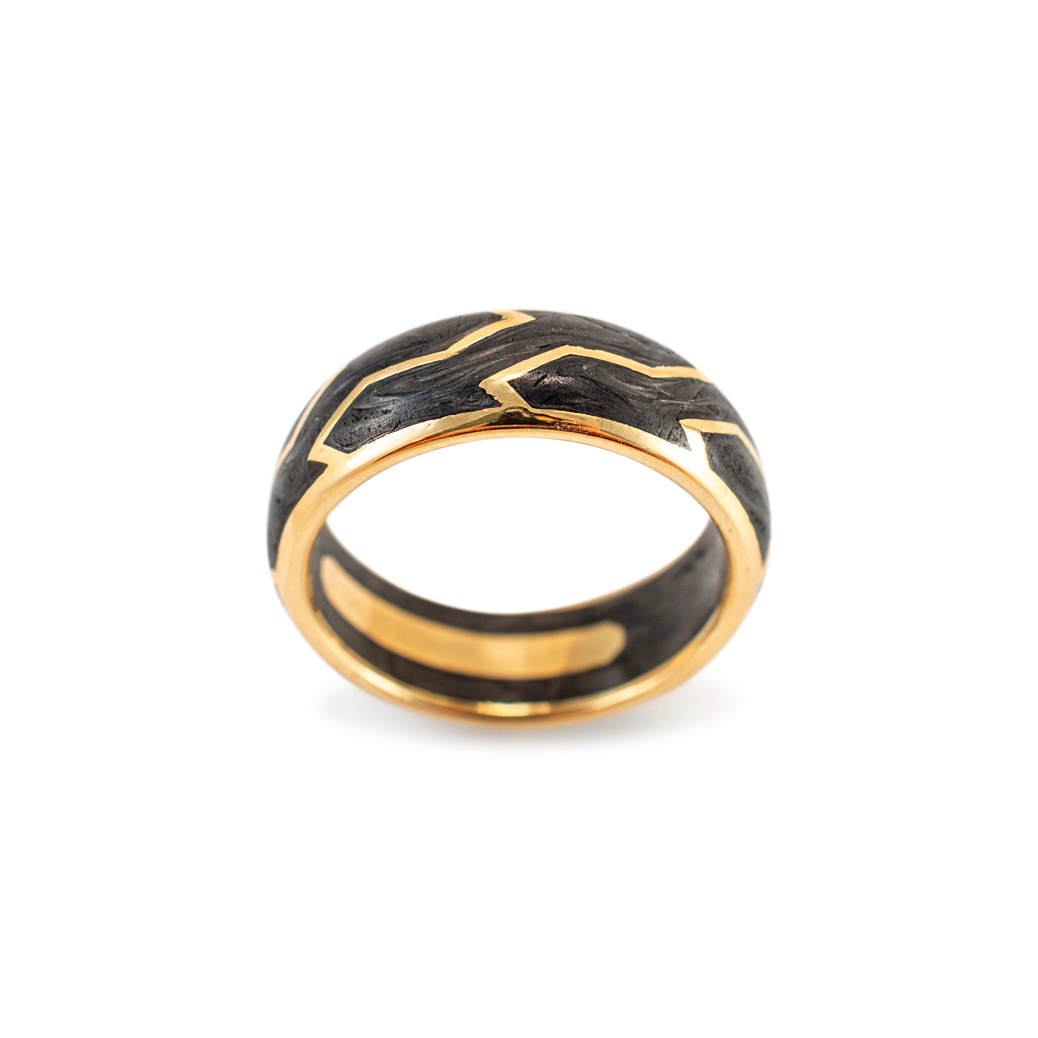 Men’s David Yurman 18K Yellow Gold Forged Carbon 8.5mm Wedding Band Ring