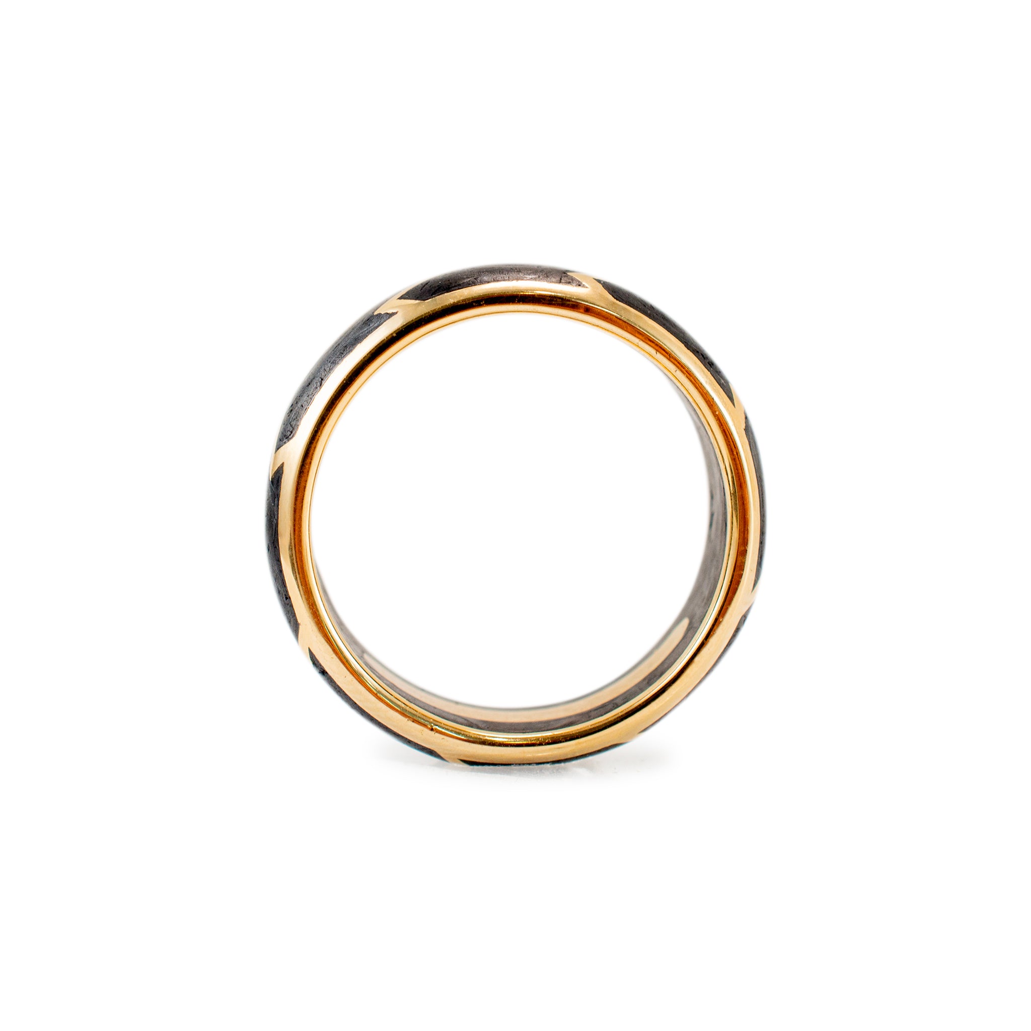 Men’s David Yurman 18K Yellow Gold Forged Carbon 8.5mm Wedding Band Ring