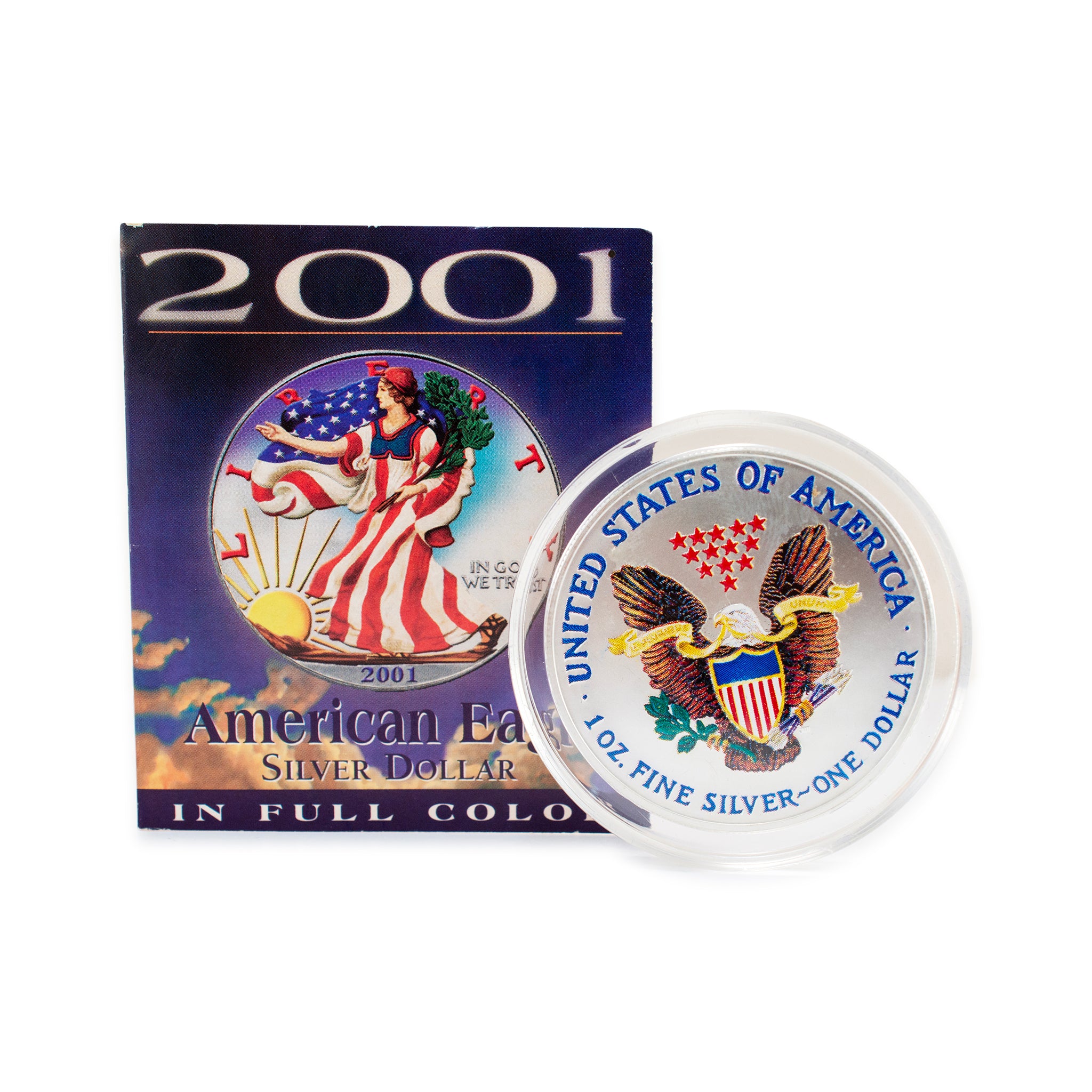 2001 Painted 1OZ 999 Silver $1 American Eagle Liberty Coin