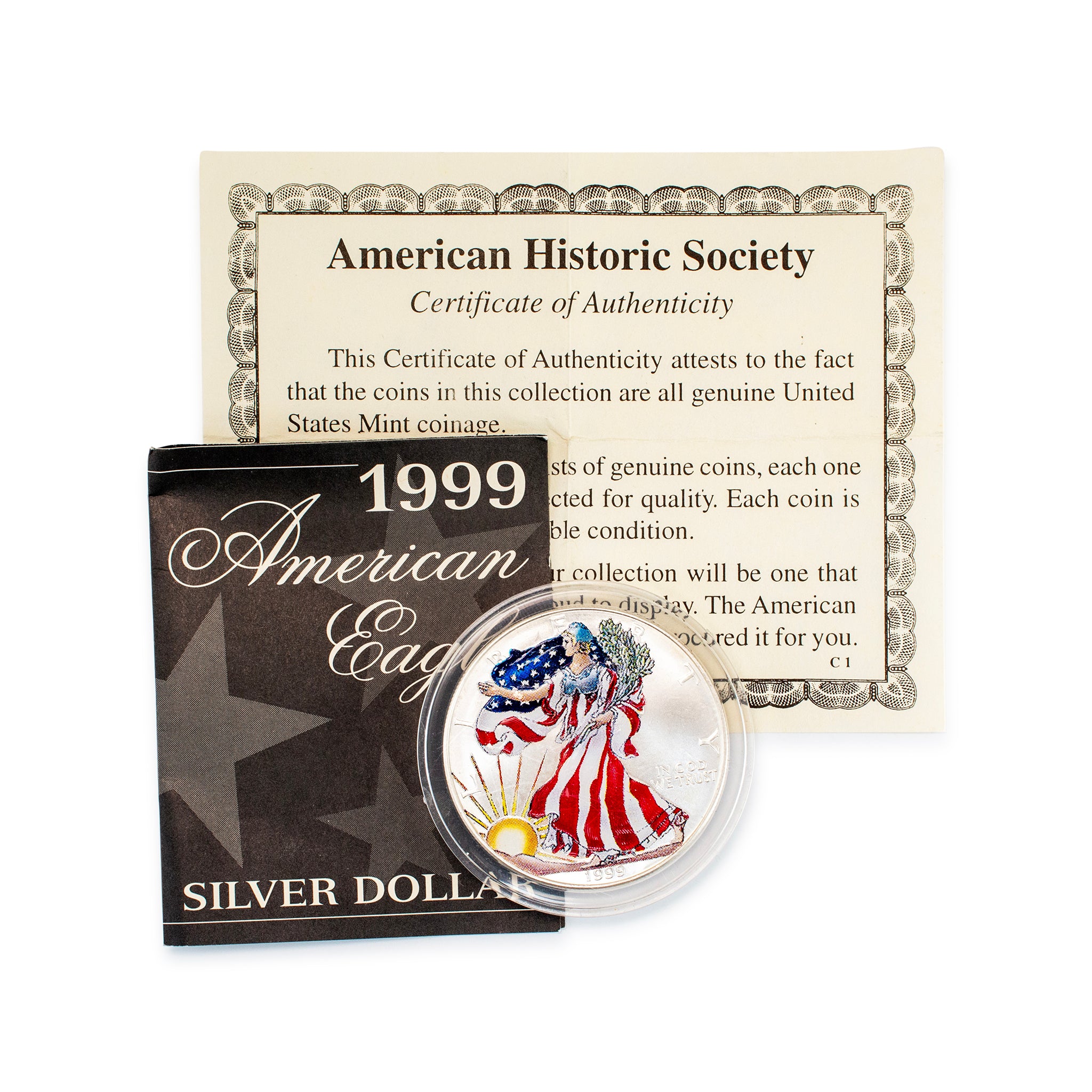 1999 Painted 1OZ 999 Silver $1 American Eagle Liberty Coin