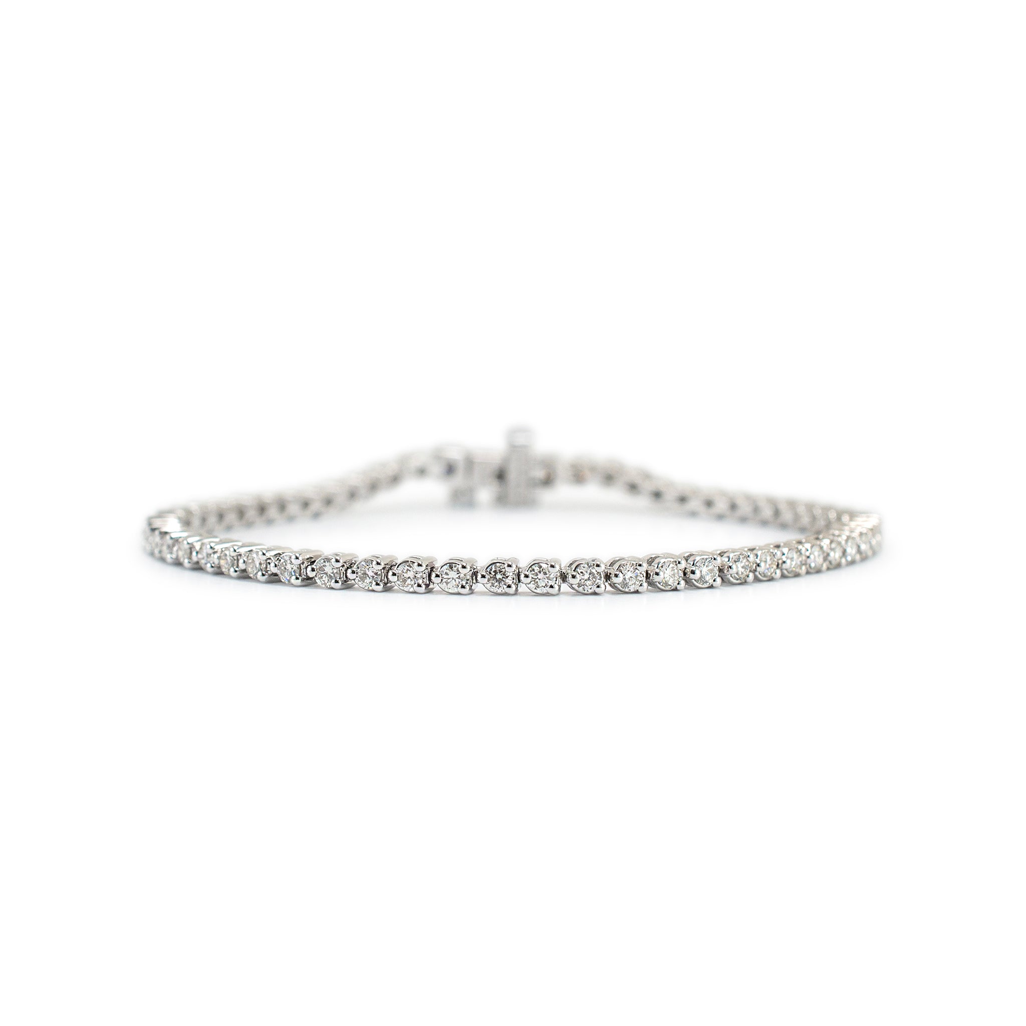 14K White Gold 3-Prong 1.83ct Diamond Tennis Bracelet