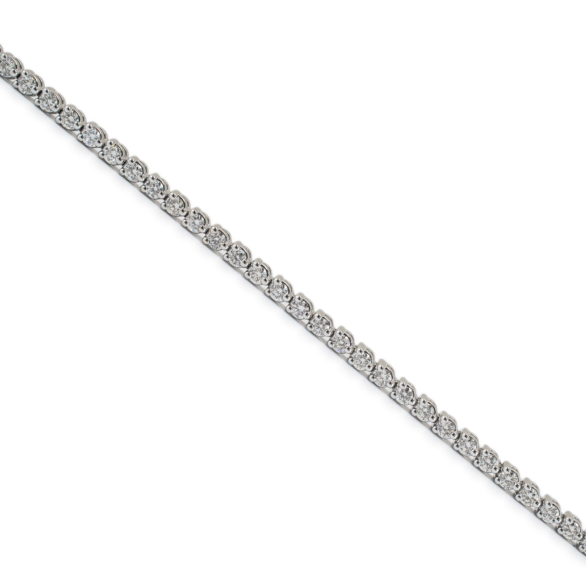 14K White Gold 3-Prong 1.83ct Diamond Tennis Bracelet
