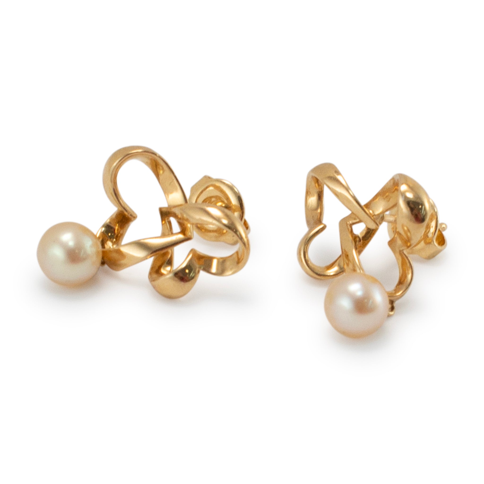 Mikimoto 18K Yellow Gold Pearls Stud Dangle Earrings