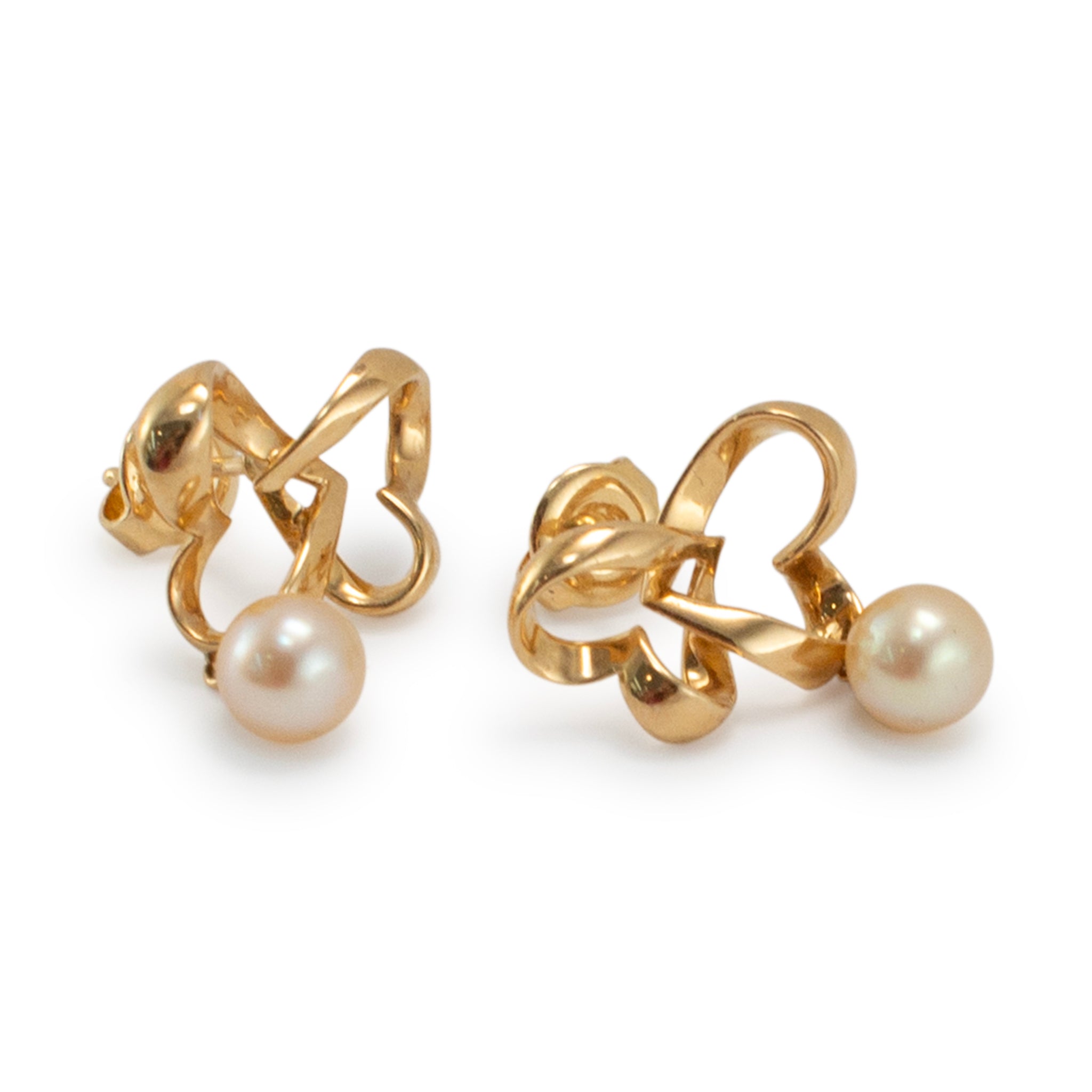 Mikimoto 18K Yellow Gold Pearls Stud Dangle Earrings